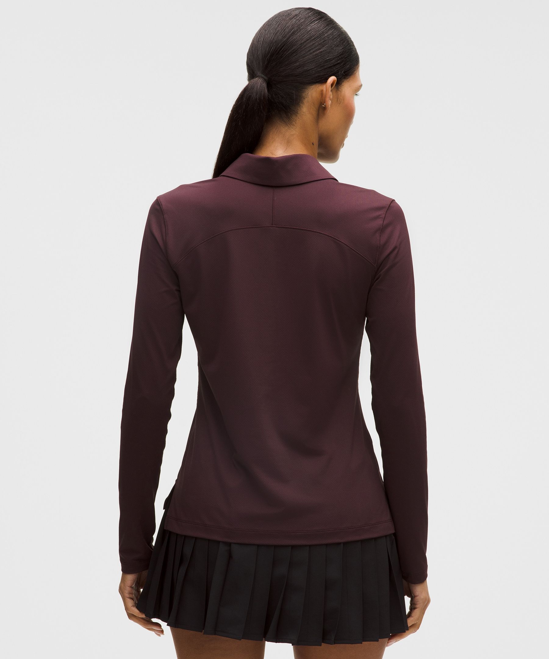 Lululemon Quick-dry Long-sleeve Polo Shirt In Burgundy