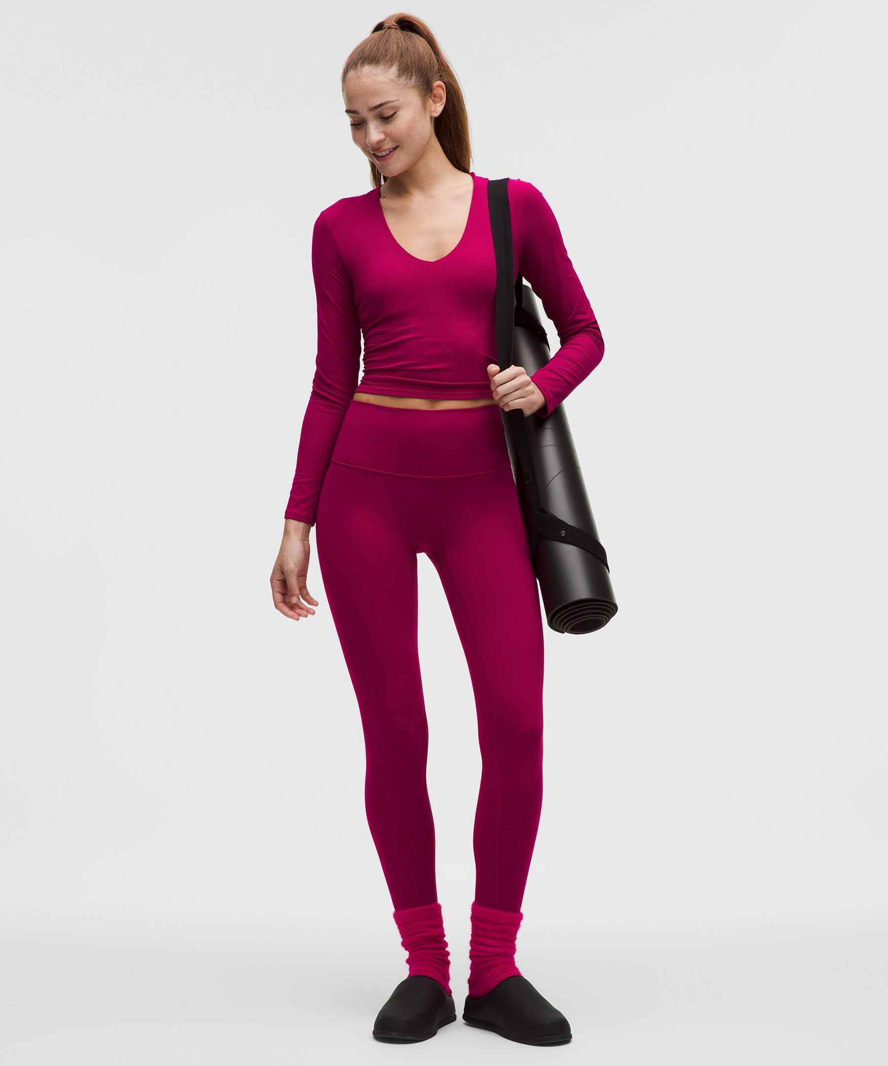 All It Takes Ribbed Nulu V-Neck Long-Sleeve Shirt *B-D Cups