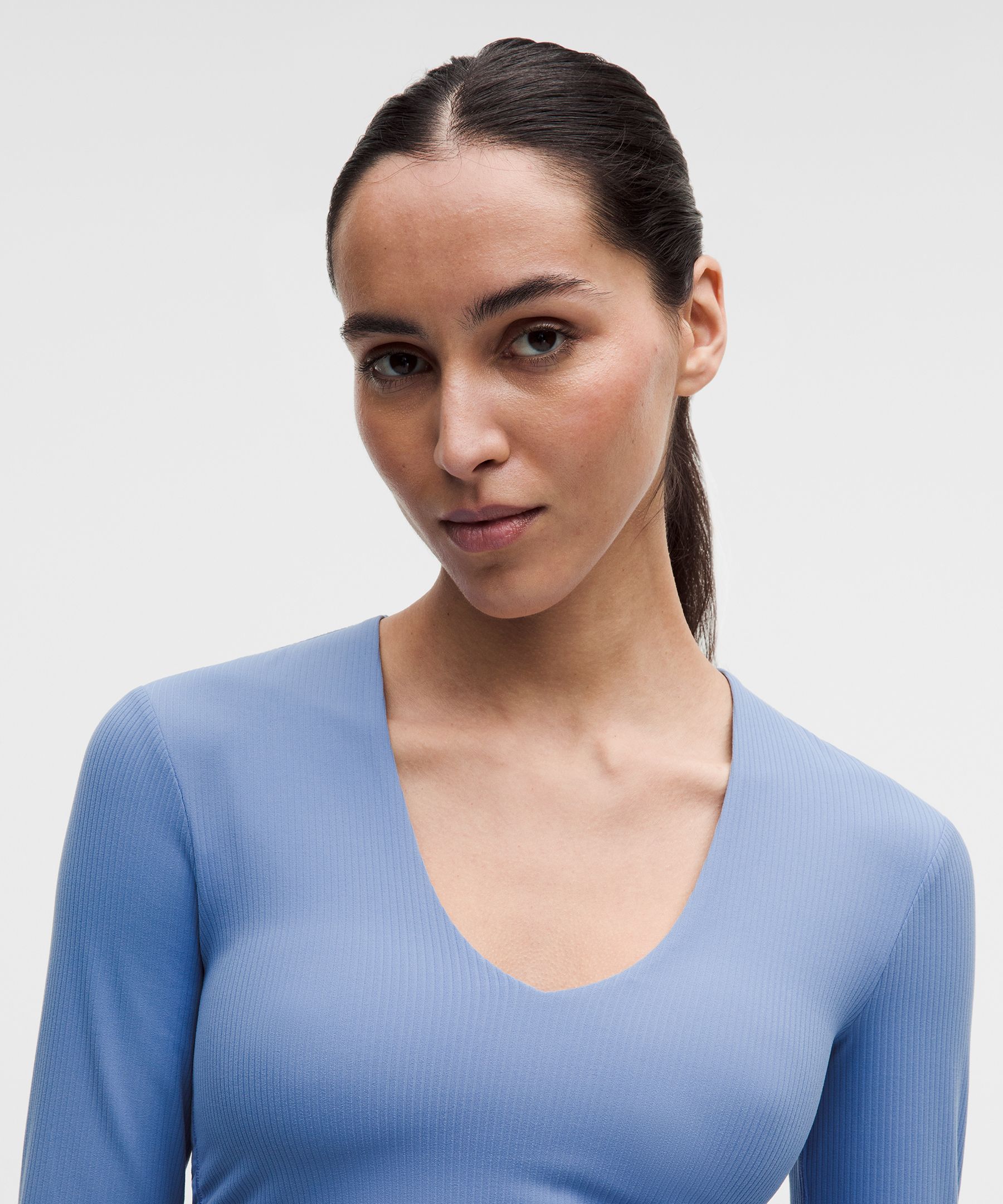 All It Takes Ribbed Nulu V-Neck Long-Sleeve Shirt *B-D Cups