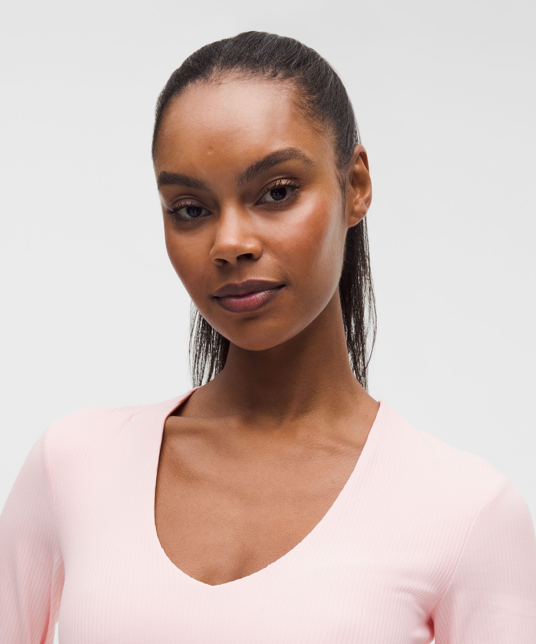Lululemon All It Takes Ribbed Nulu V-neck Long-sleeve Shirt In Pink