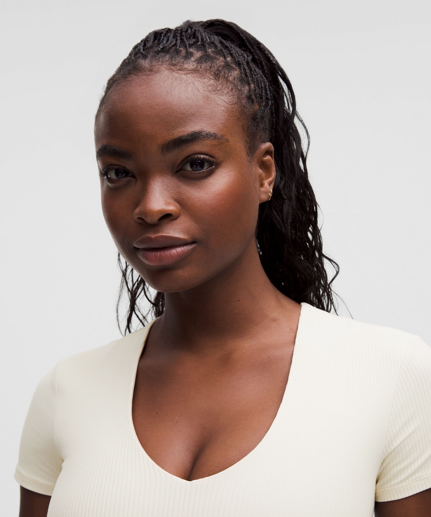 All It Takes Ribbed Nulu V-Neck T-Shirt *B–D Cups | Women's Short Sleeve Shirts & Tee's