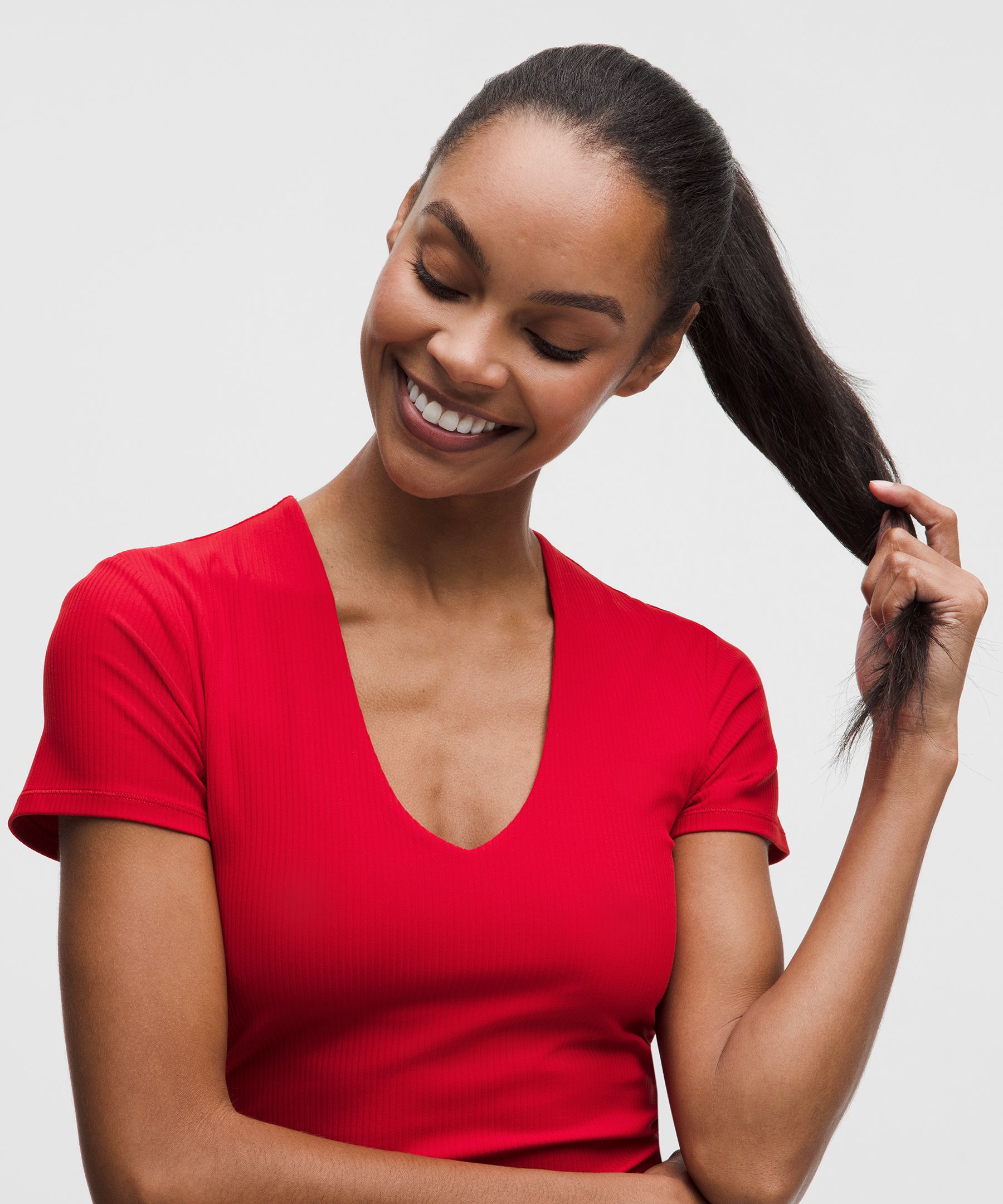 All It Takes Ribbed Nulu V-Neck T-Shirt *B–D Cups