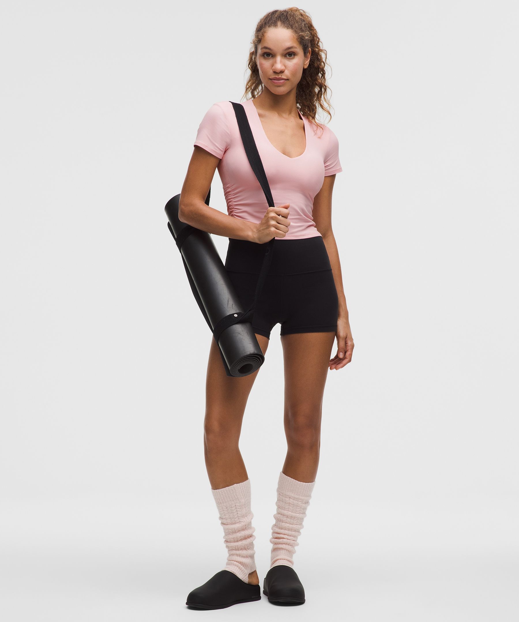 Lululemon All It Takes Ribbed Nulu V-neck T-shirt In Pink