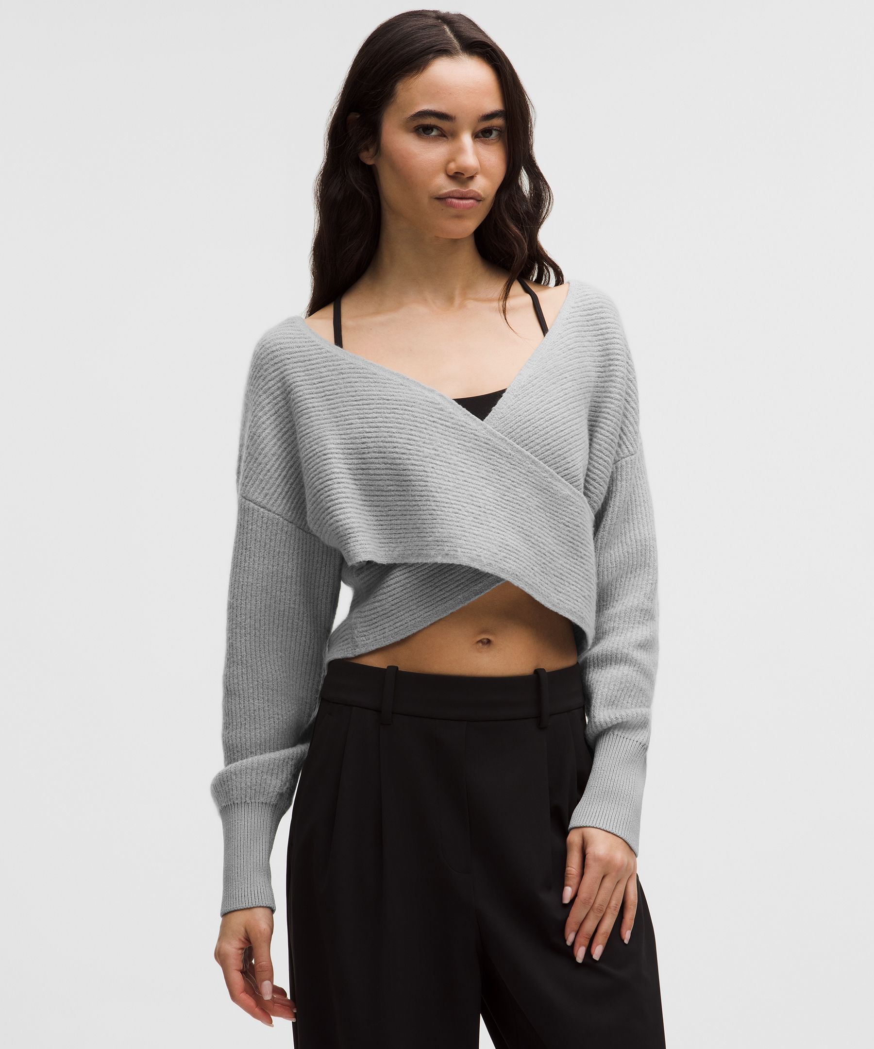 Brushed Cotton Reversible Crossover Sweater