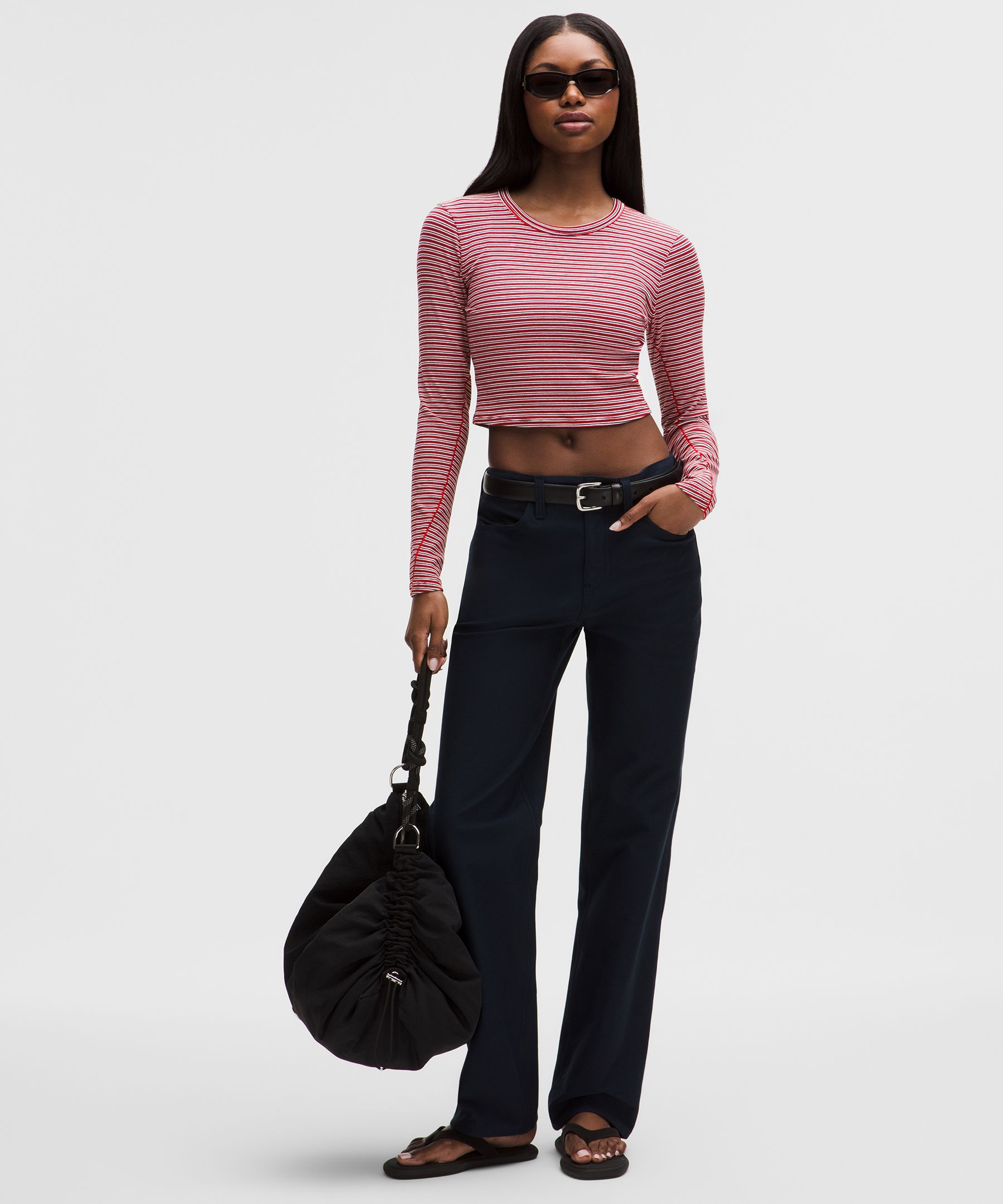Hold Tight Straight-Hem Cropped Long-Sleeve Shirt