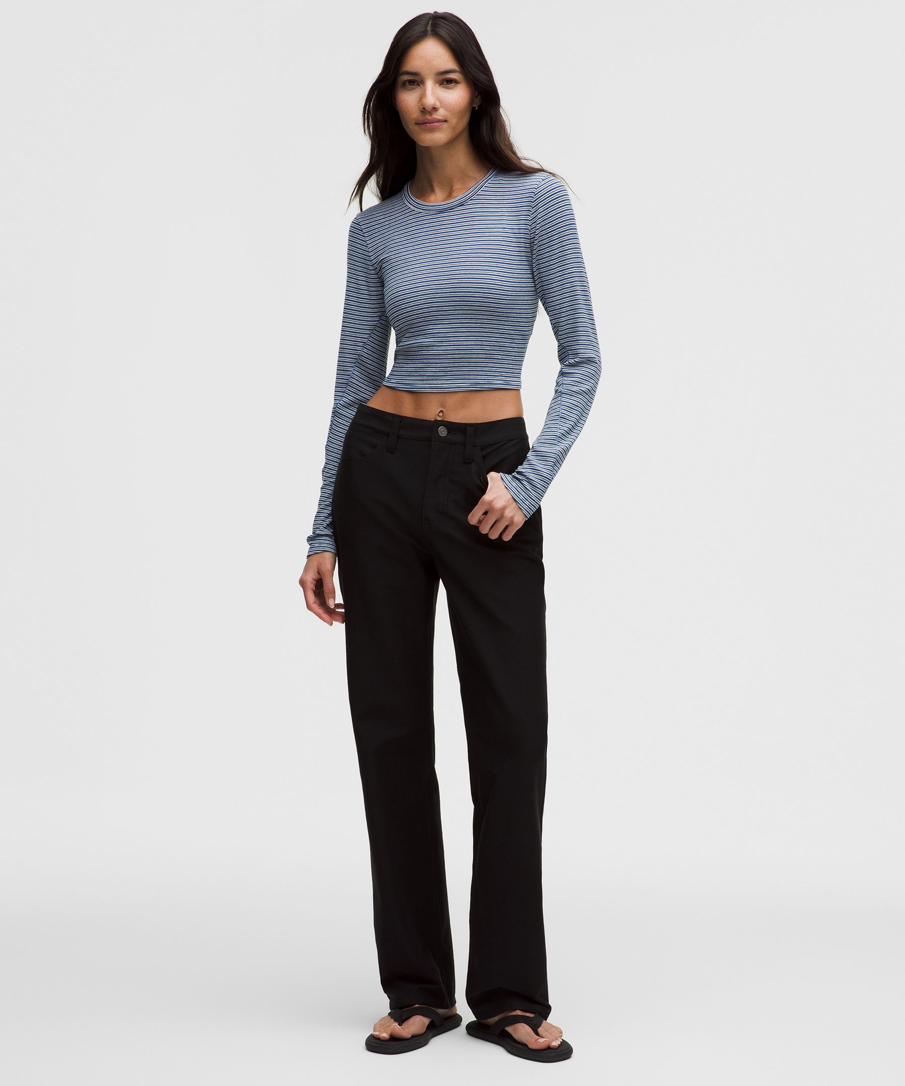 Hold Tight Straight-Hem Cropped Long-Sleeve Shirt