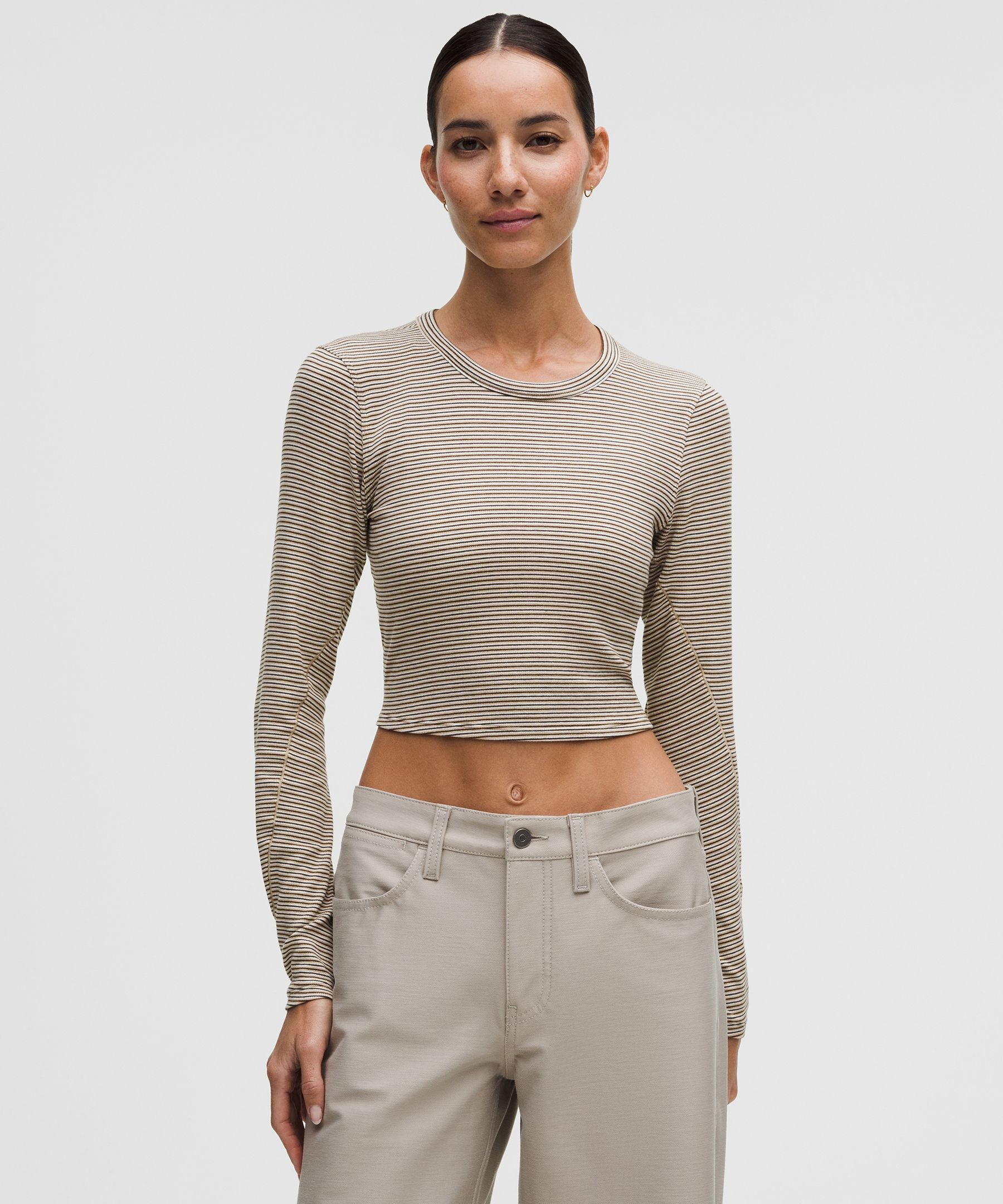 Hold Tight Straight-Hem Cropped Long-Sleeve Shirt