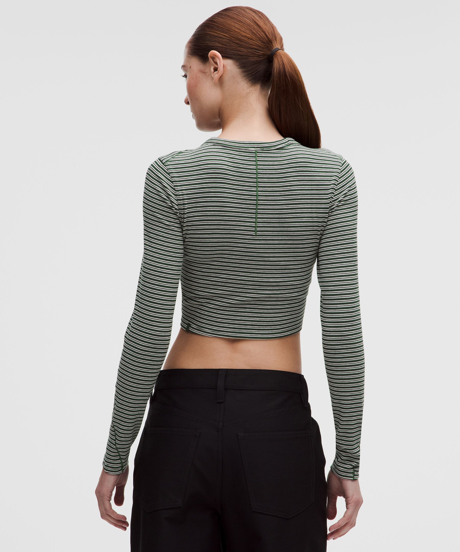 Hold Tight Straight-Hem Cropped Long-Sleeve Shirt