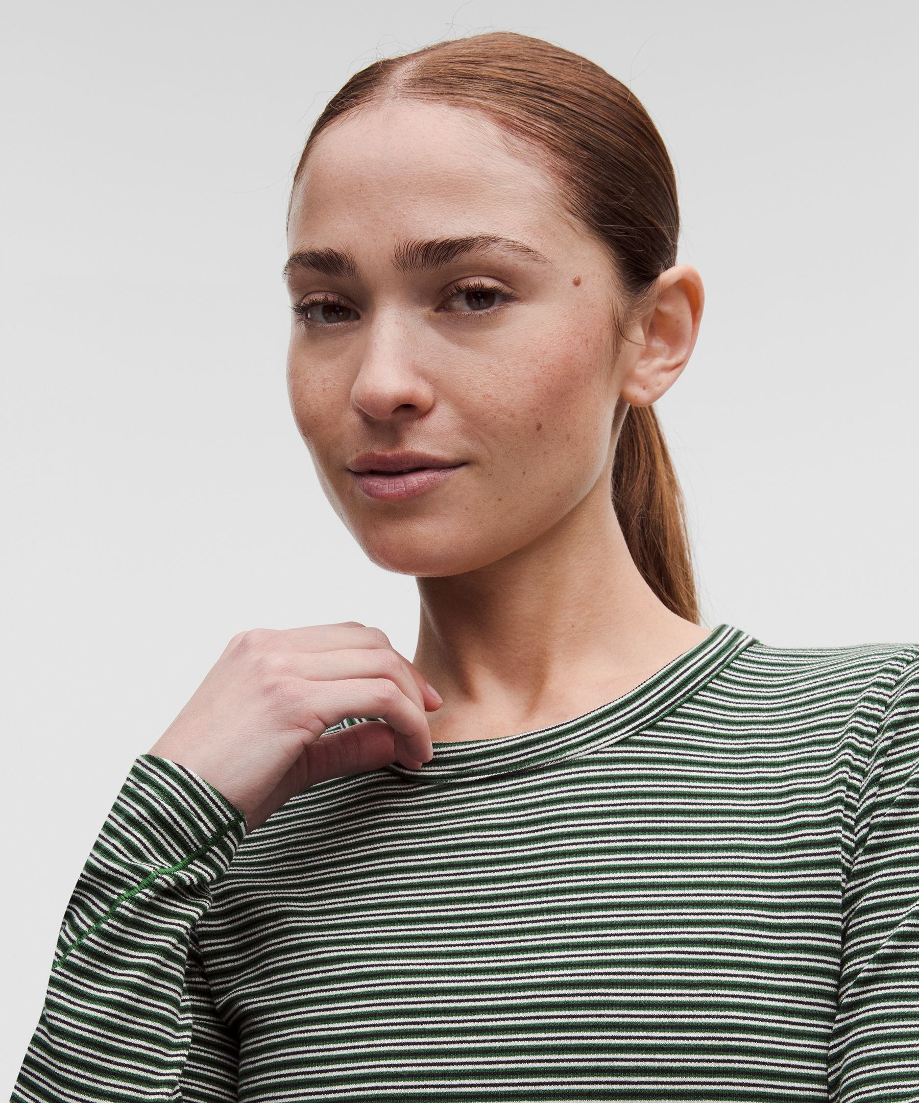 Hold Tight Straight-Hem Cropped Long-Sleeve Shirt