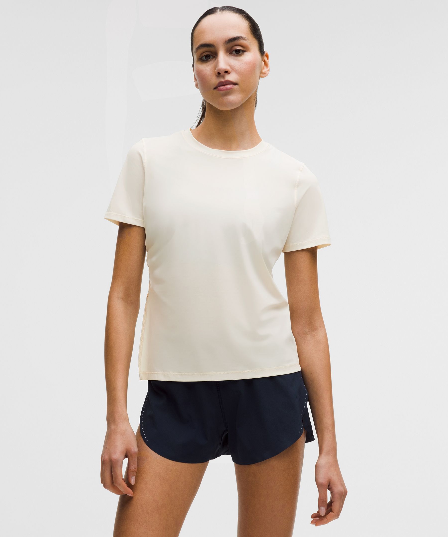 Side-Ruched Running Short-Sleeve Shirt