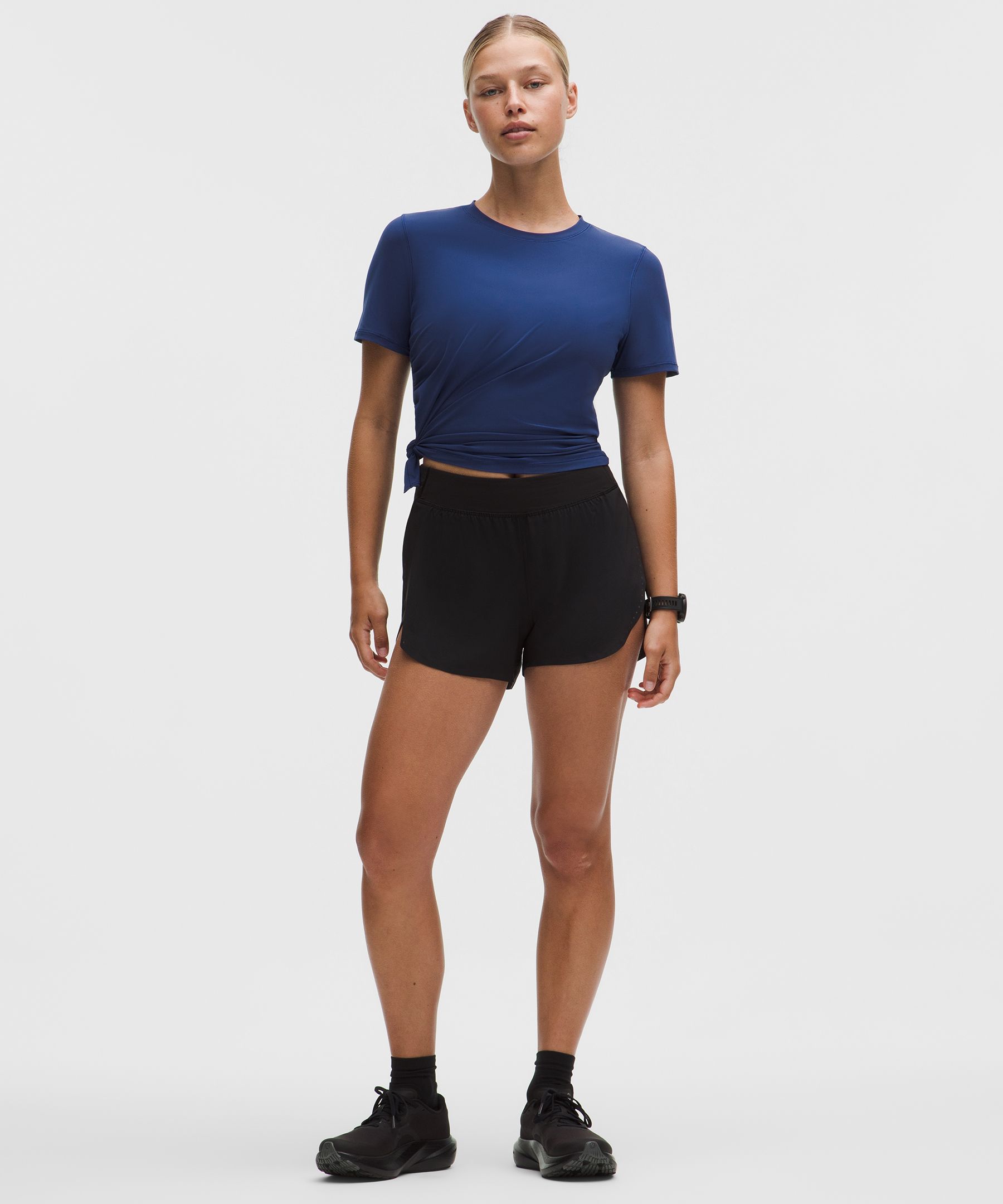Side-Ruched Running Short-Sleeve Shirt
