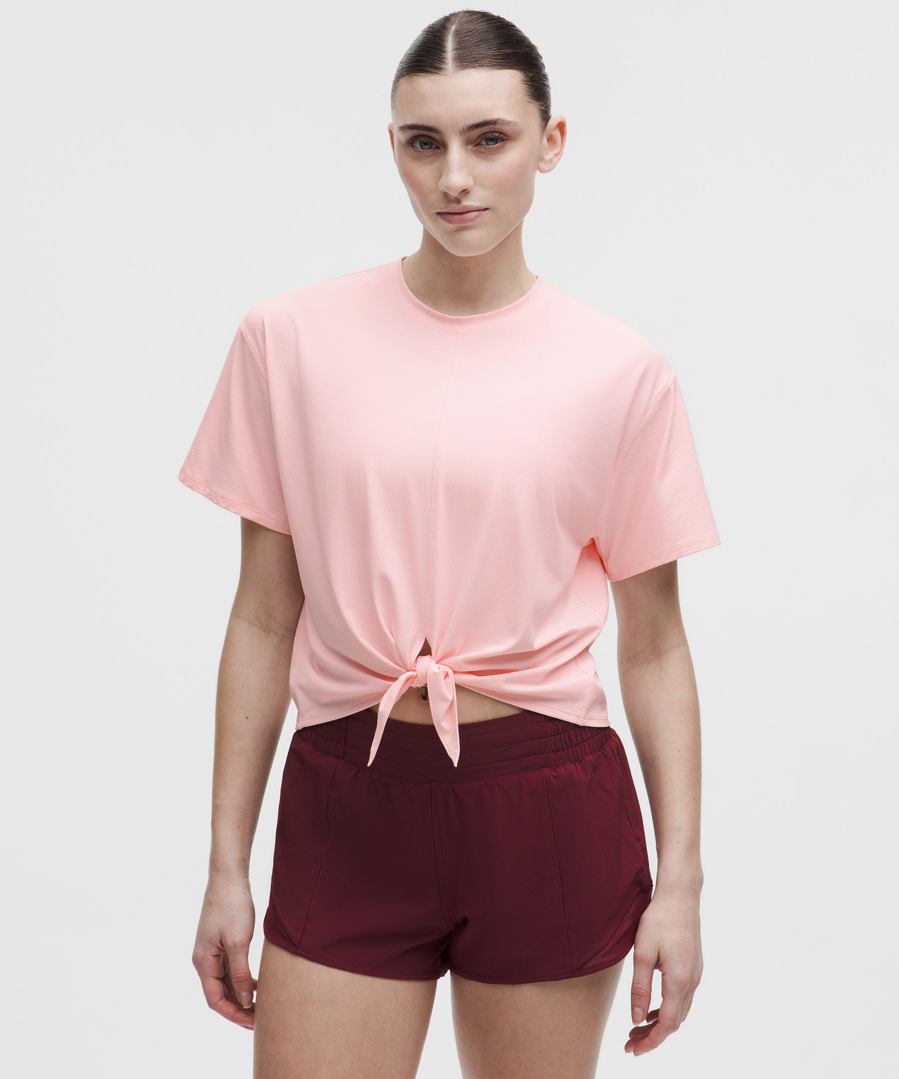 lululemon – Women’s All-Sport Tie-Front Short-Sleeve Shirt – Color Pink – Size Large