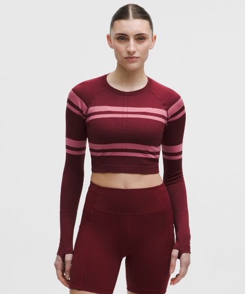 Lululemon Swiftly Tech Cropped Long-Sleeve Shirt 2.0 *Stripe