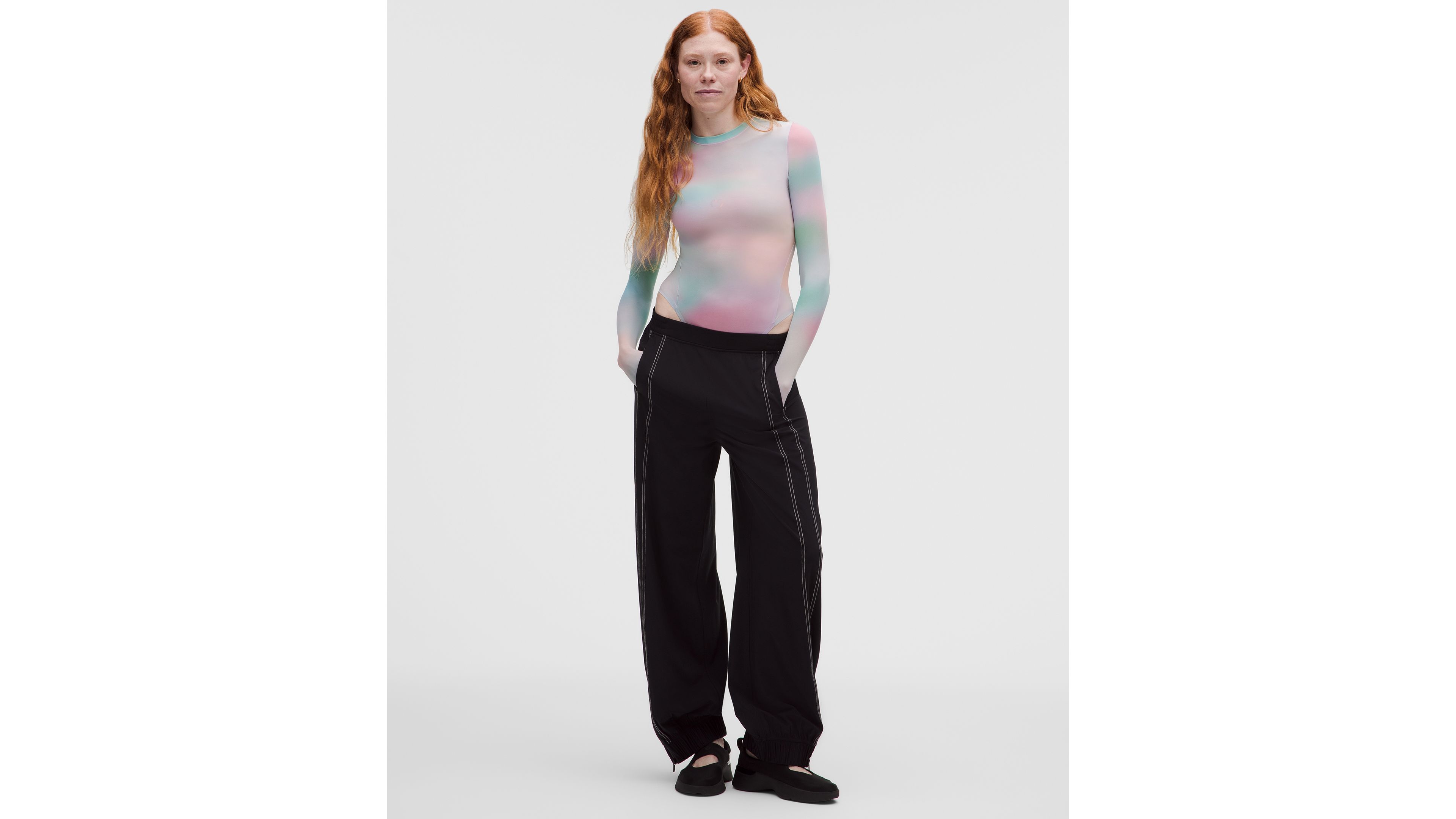 Wundermost Ultra-Soft Nulu Mesh Long-Sleeve Crewneck Bodysuit *Pride