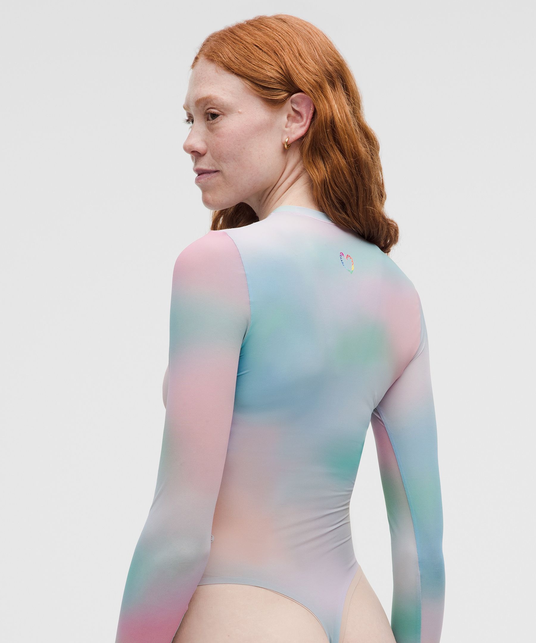 Wundermost Ultra-Soft Nulu Mesh Long-Sleeve Crewneck Bodysuit