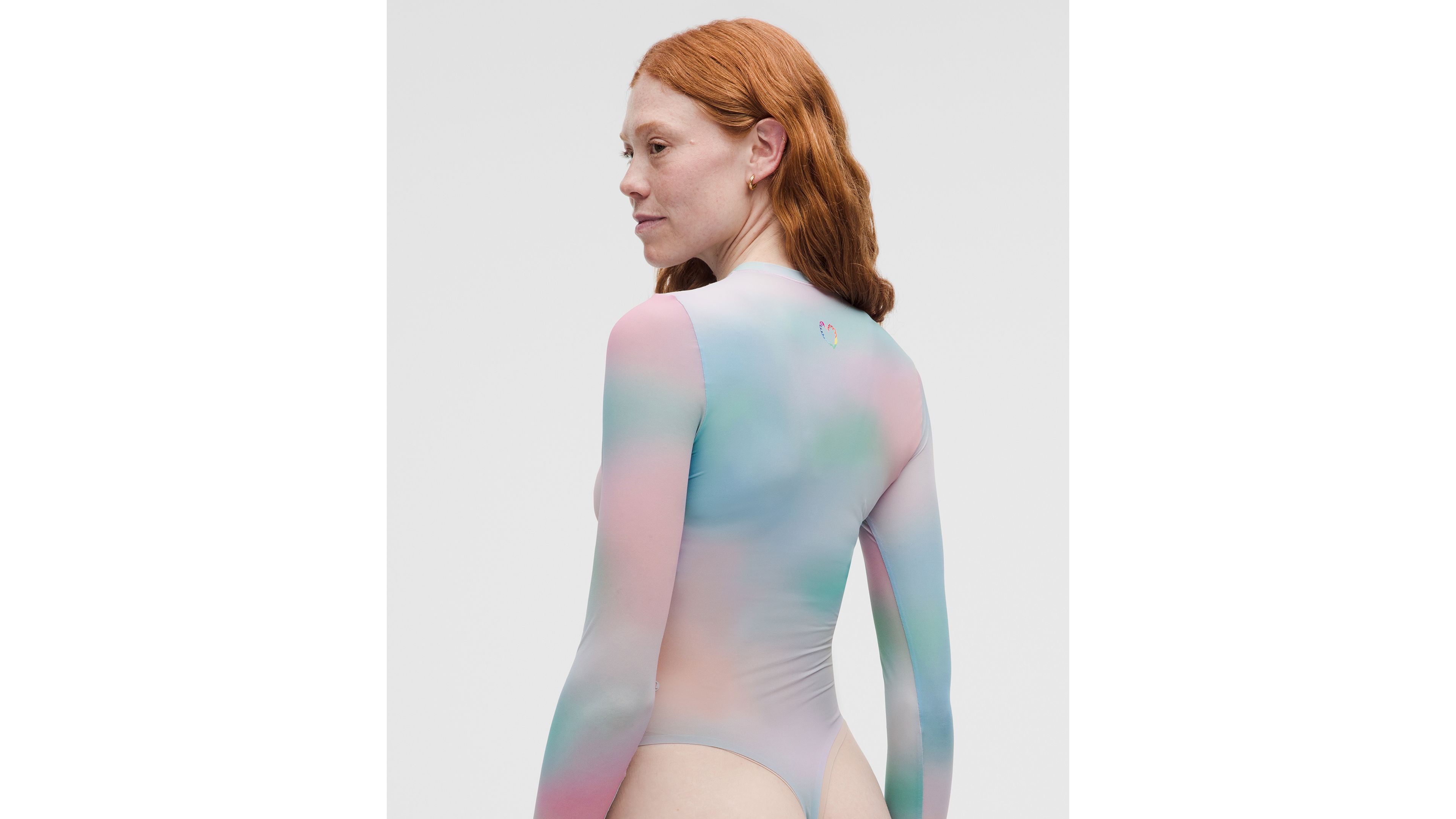 Wundermost Ultra-Soft Nulu Mesh Long-Sleeve Crewneck Bodysuit *Pride
