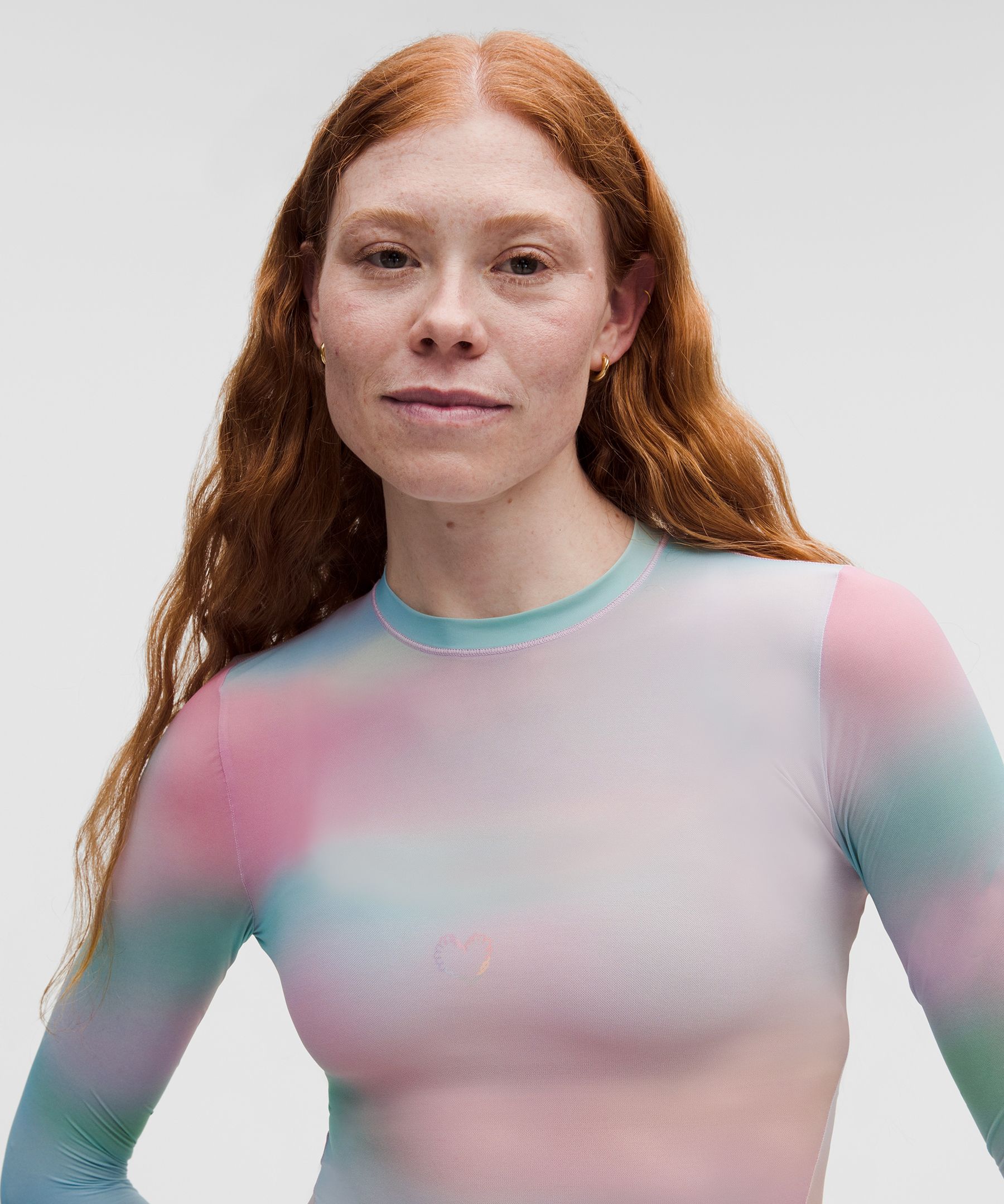 Wundermost Ultra-Soft Nulu Mesh Long-Sleeve Crewneck Bodysuit