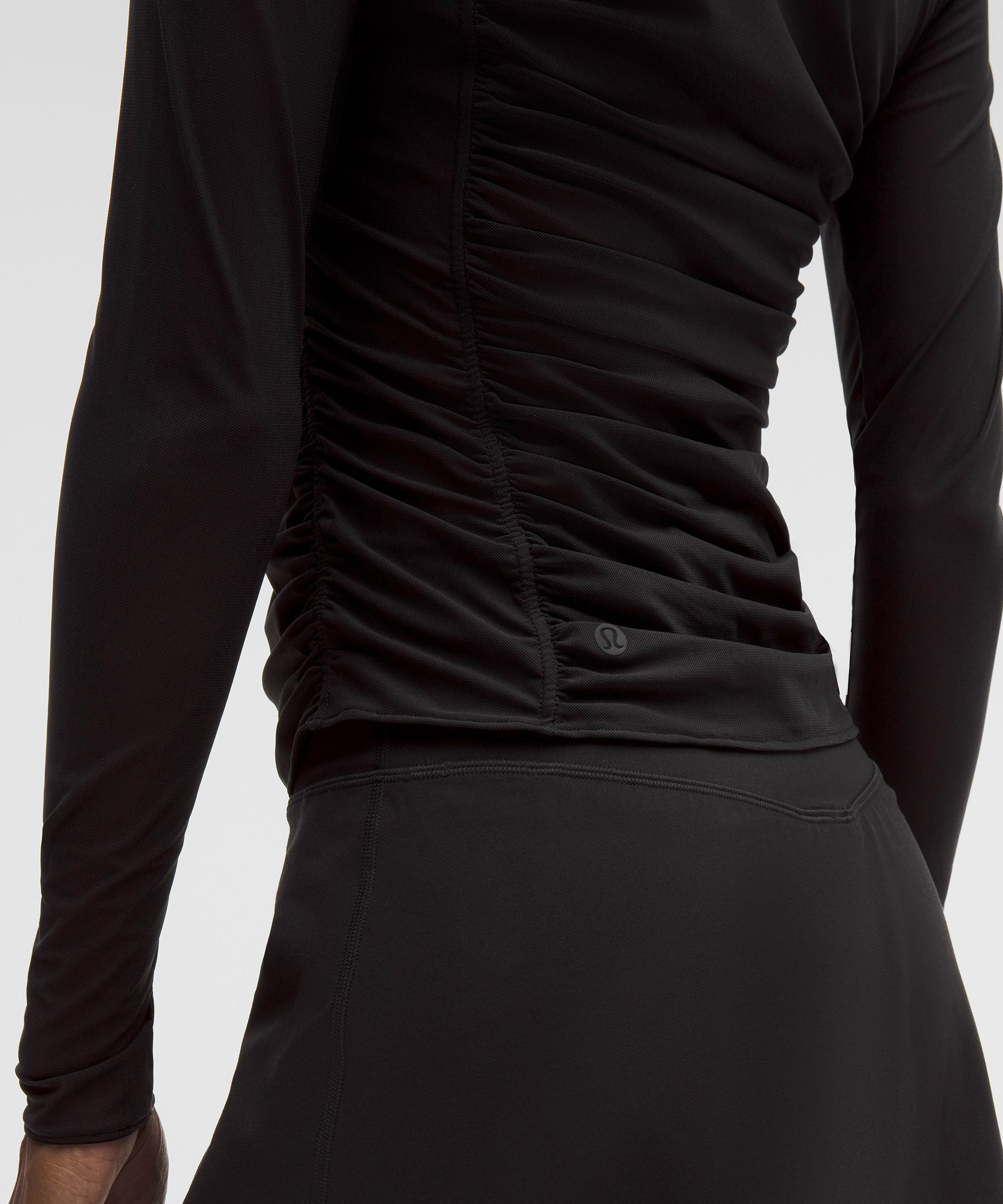 Mesh Ruched Long-Sleeve Shirt