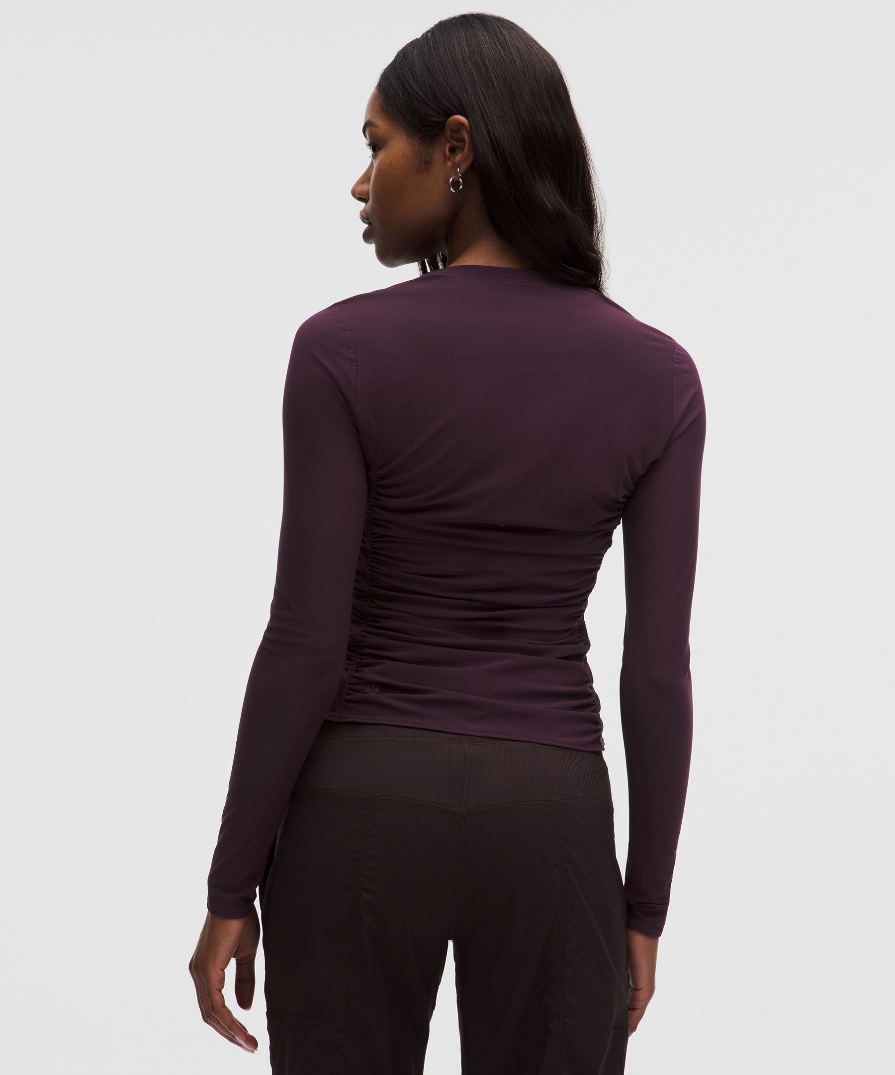 Mesh Ruched Long-Sleeve Shirt