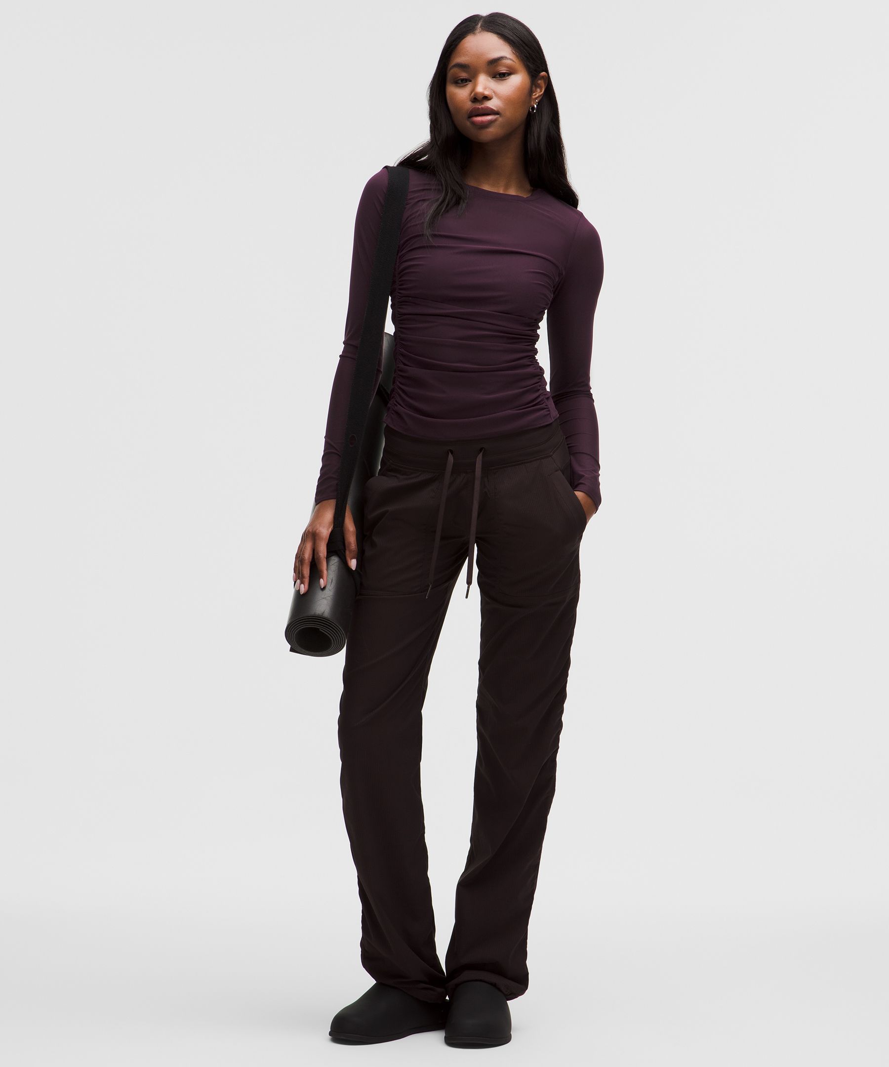 Mesh Ruched Long-Sleeve Shirt