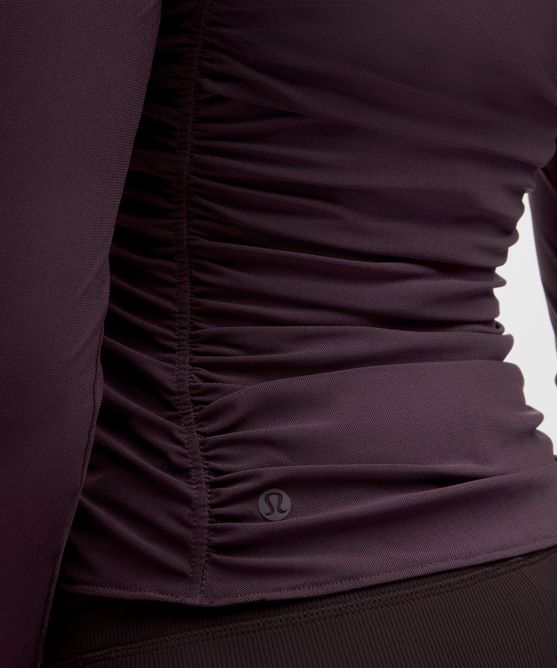 Mesh Ruched Long-Sleeve Shirt