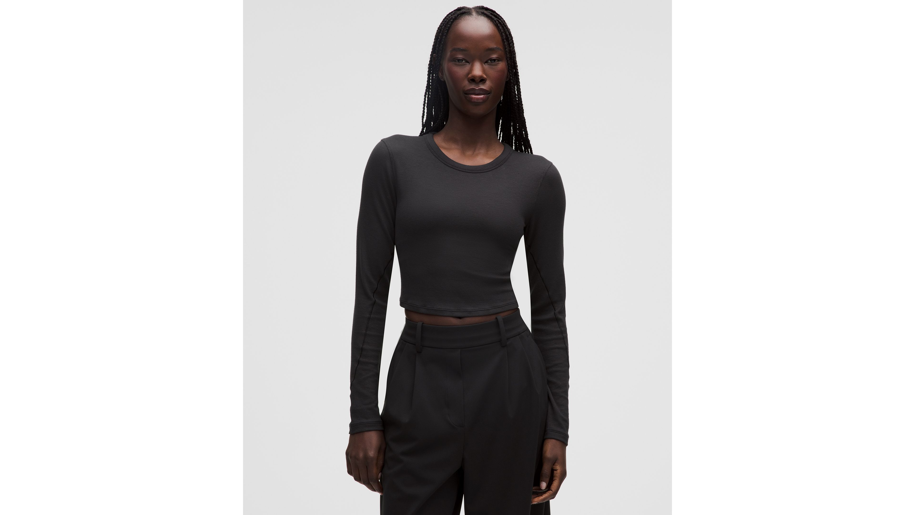 Hold Tight Straight-Hem Cropped Long-Sleeve Shirt