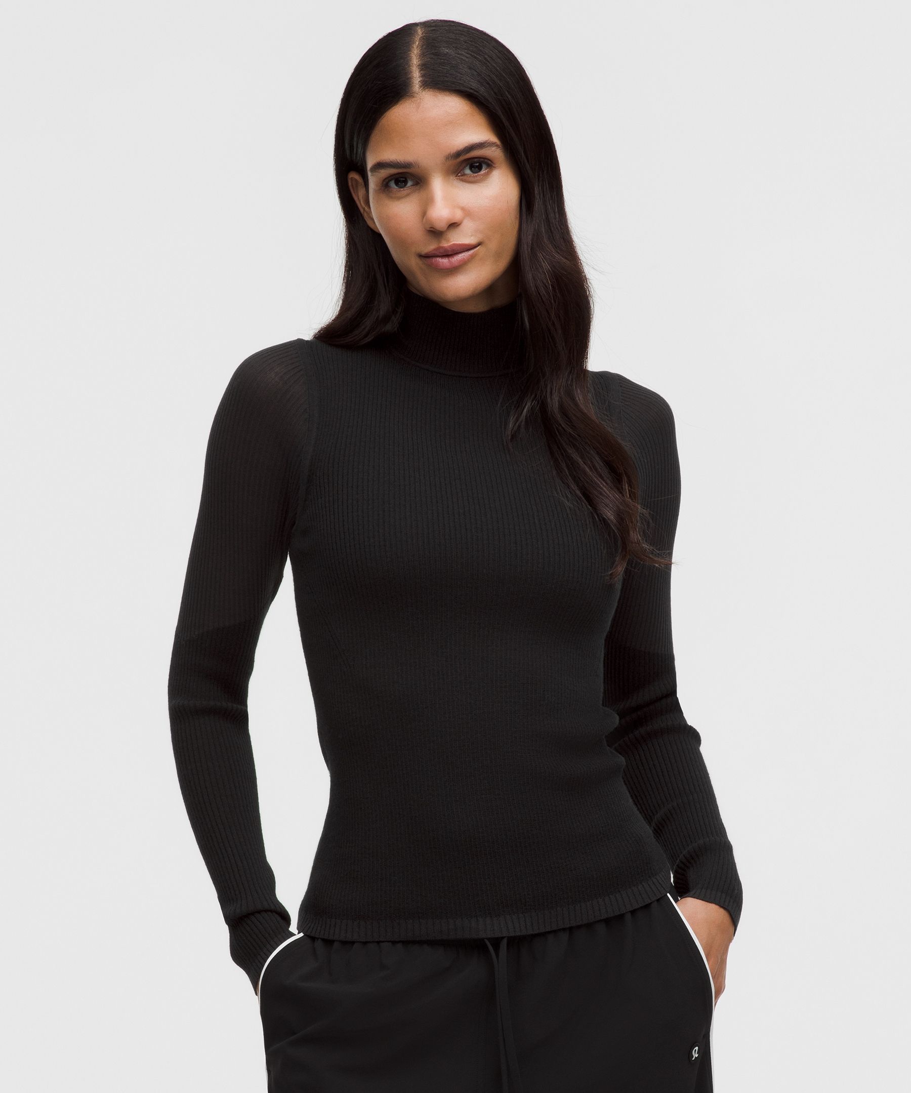 Ribbed Merino-Blend Turtleneck Sweater