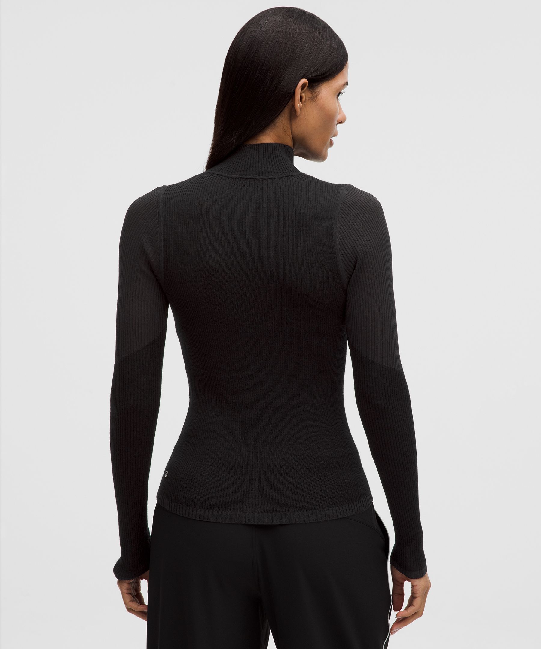 Lululemon Ribbed Merino-blend Turtleneck Sweater In Black