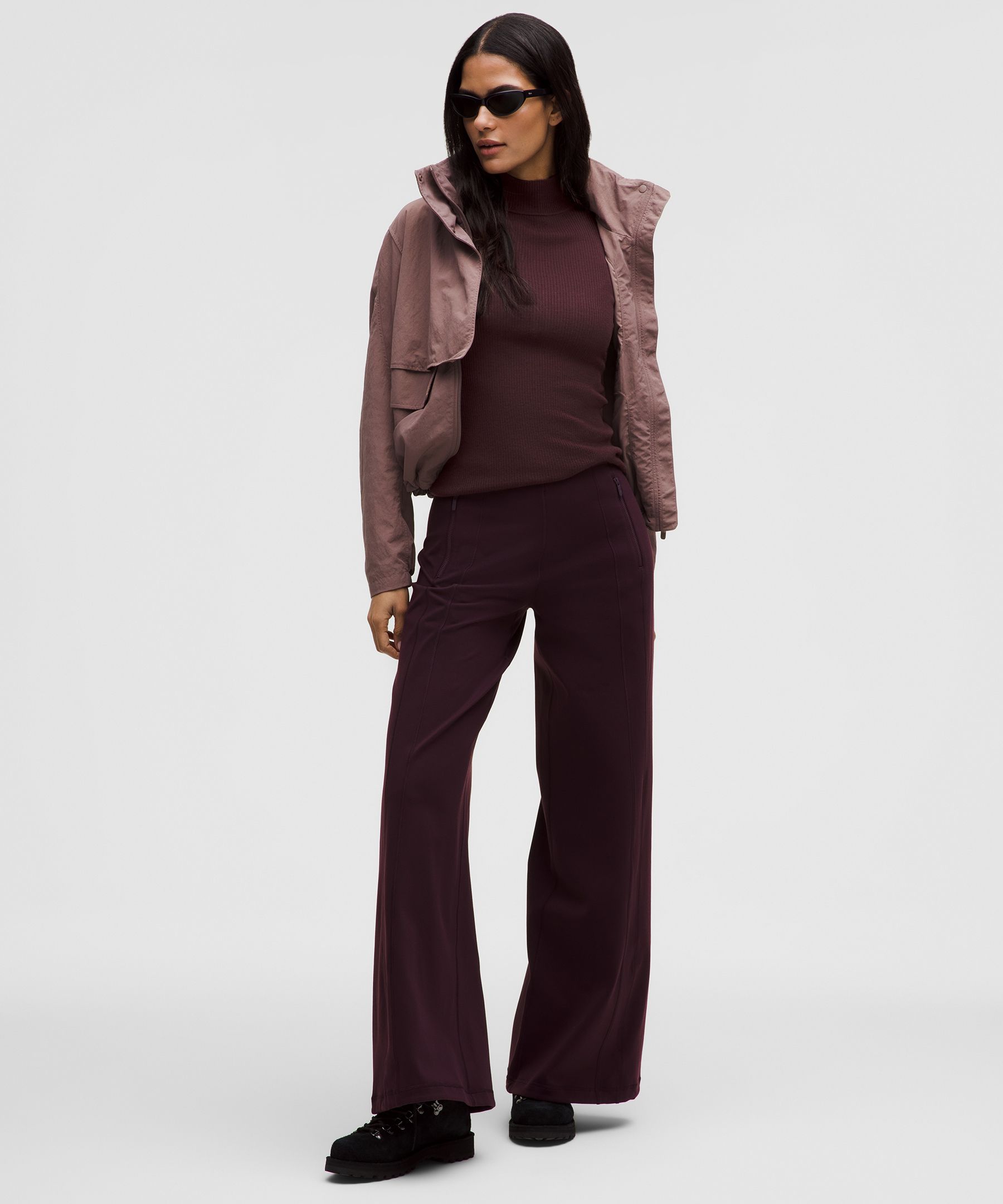 Lululemon Ribbed Merino-blend Turtleneck Sweater In Burgundy