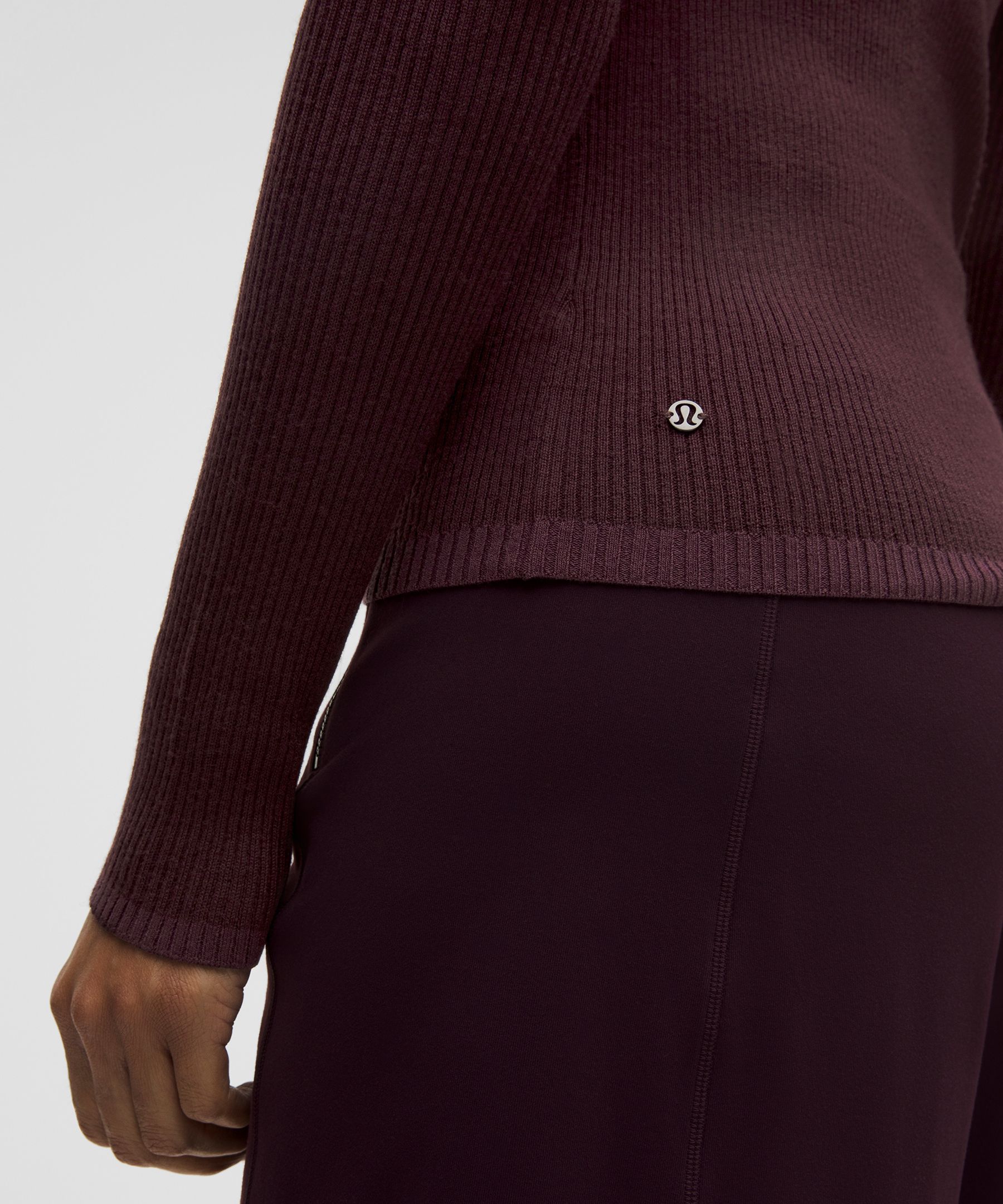 Lululemon Ribbed Merino-blend Turtleneck Sweater In Burgundy