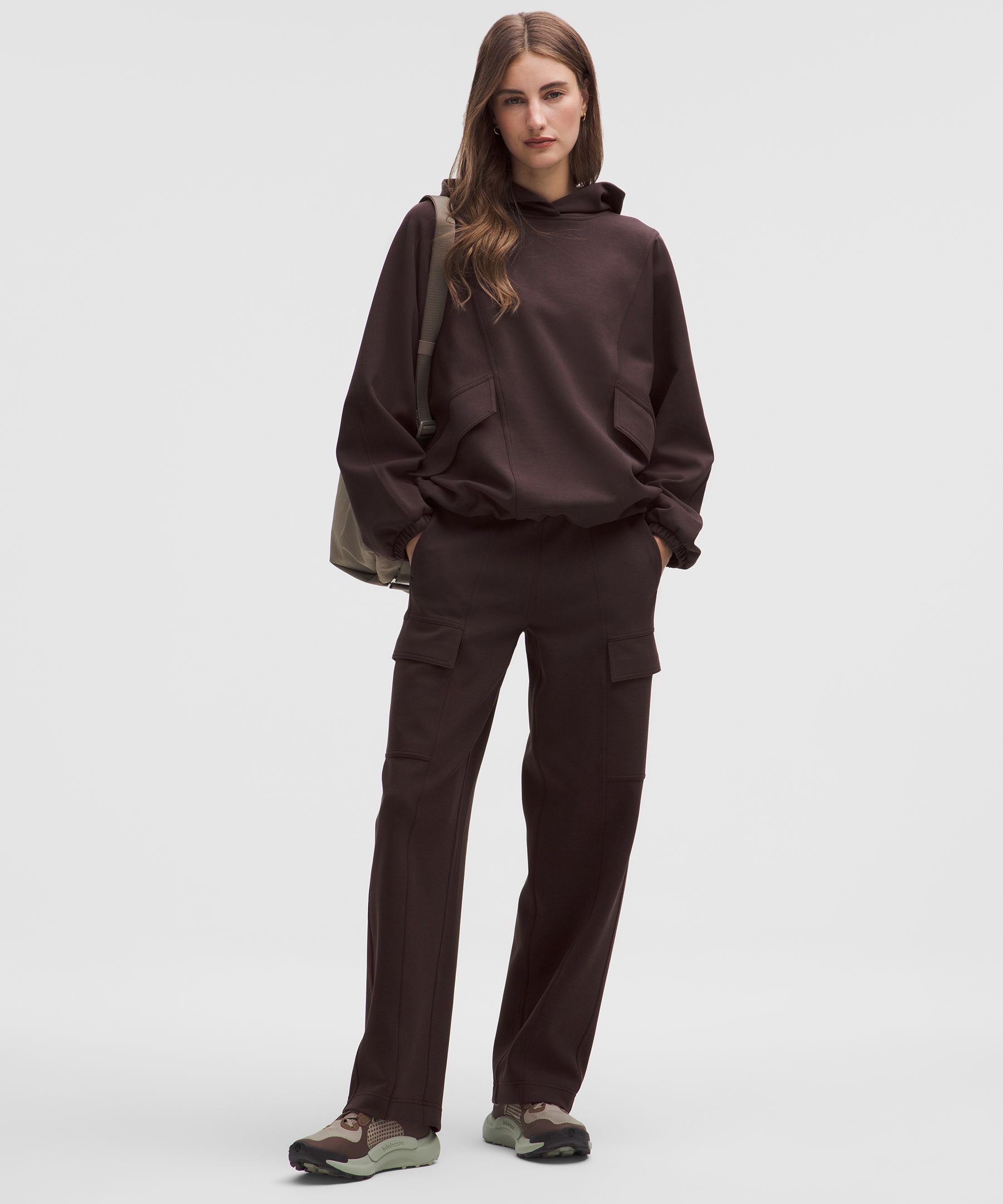 Lululemon Cotton-blend Double-knit Oversized Hoodie In Brown