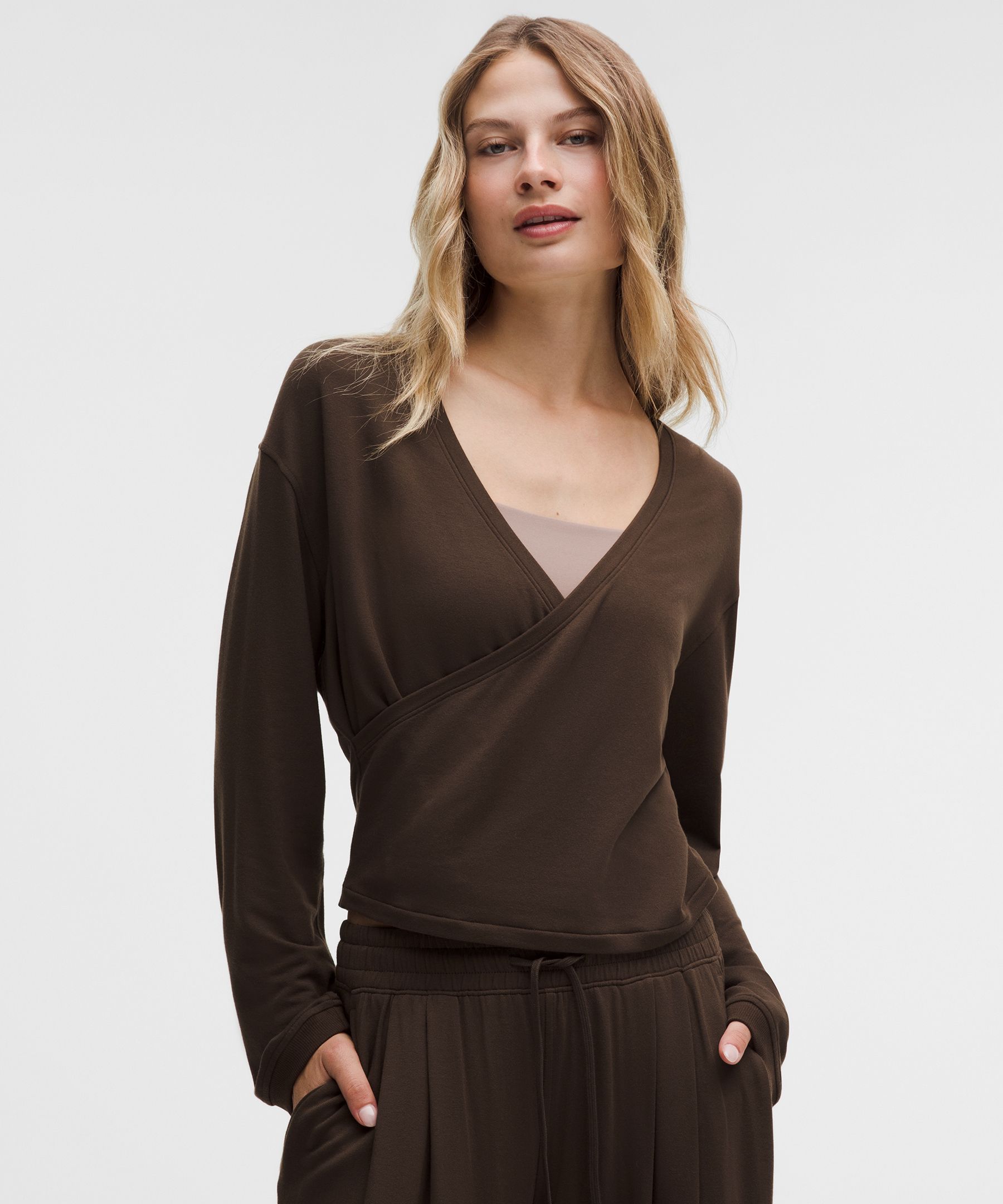 BeCalm Wrap-Front Long-Sleeve Shirt