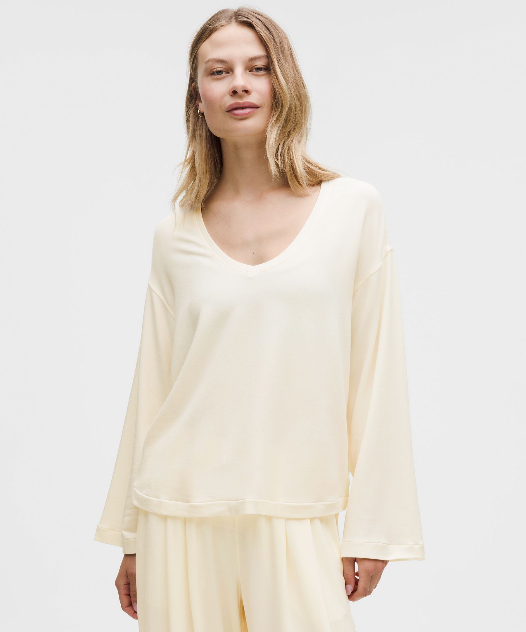 BeCalm V-Neck Bell Sleeve Shirt