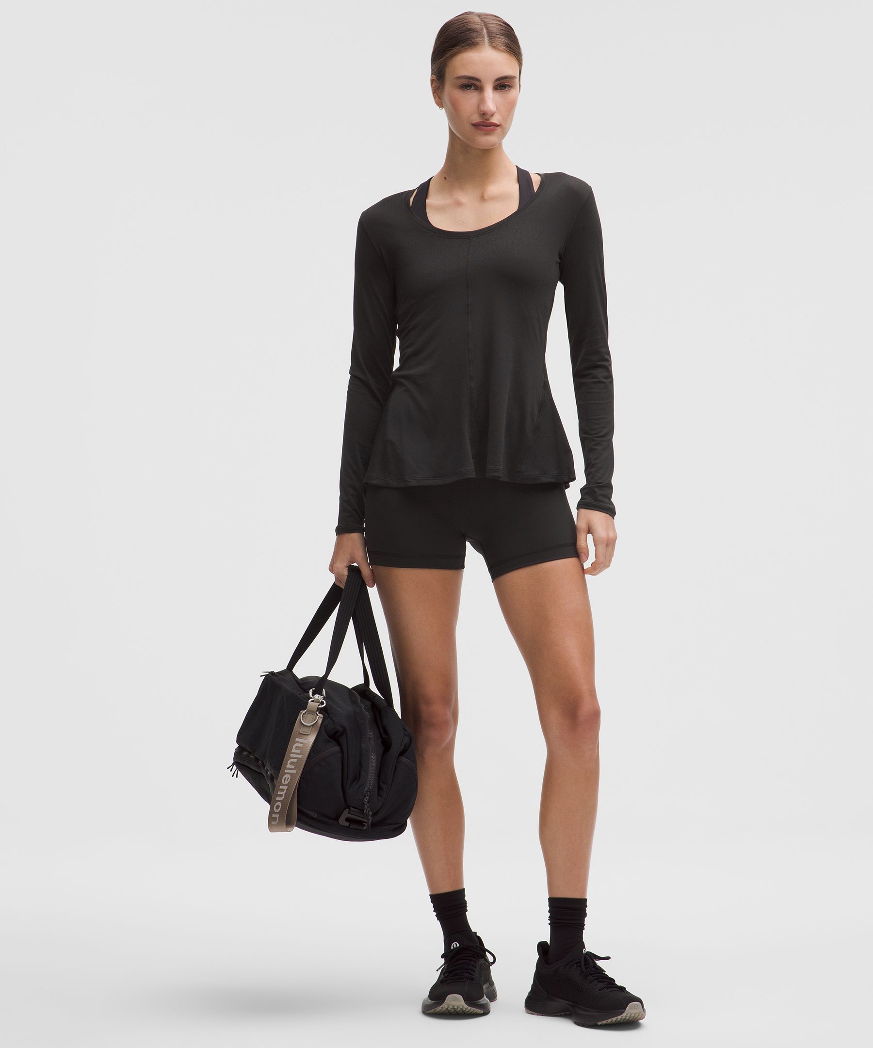 Lightweight Flowy Hem Long-Sleeve Shirt