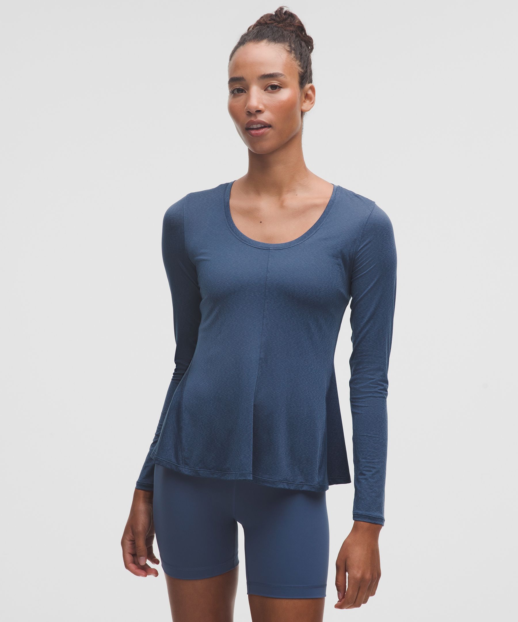 Lightweight Flowy Hem Long-Sleeve Shirt