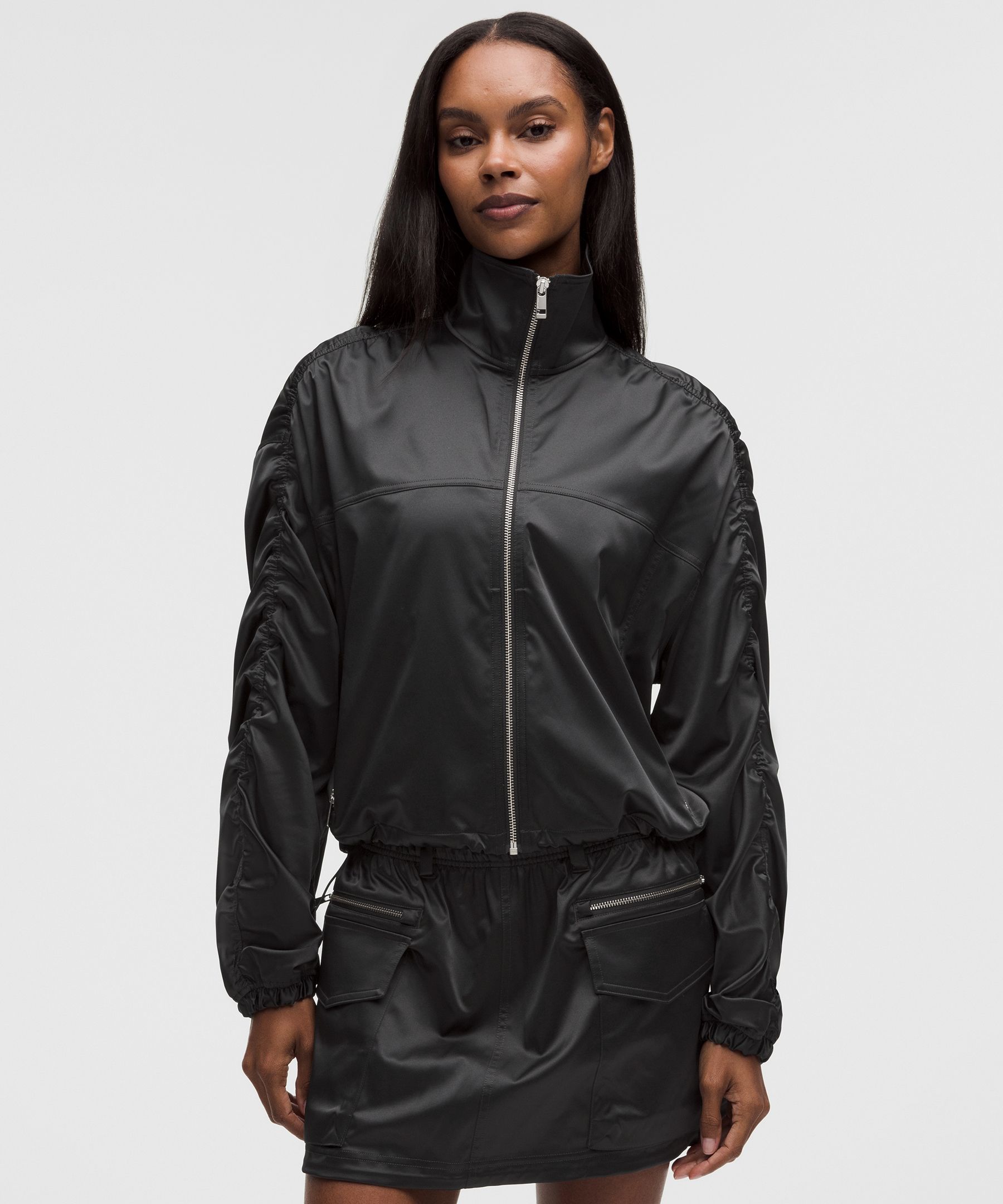 Stretch Satin Bomber Jacket