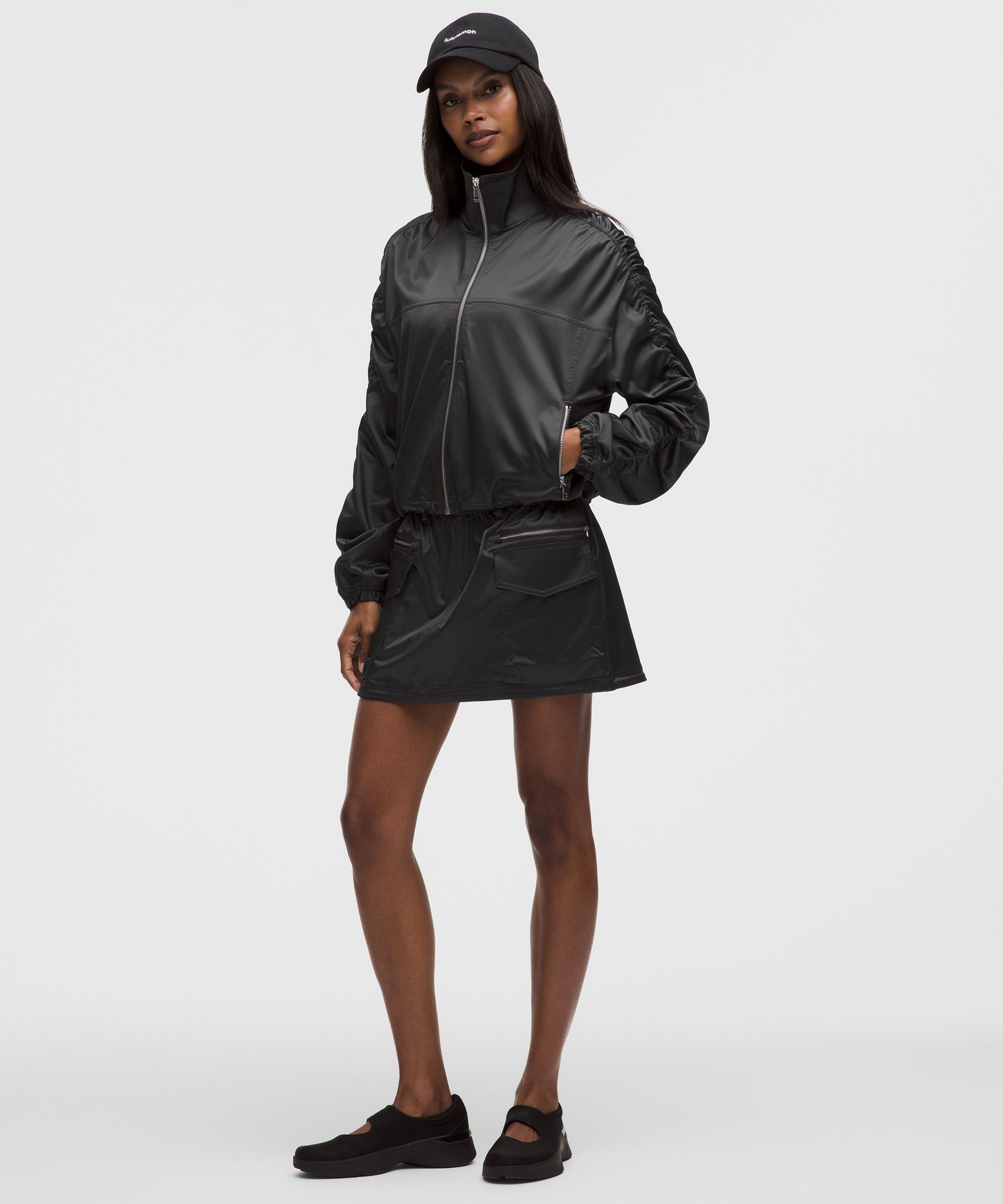 Stretch Satin Bomber Jacket