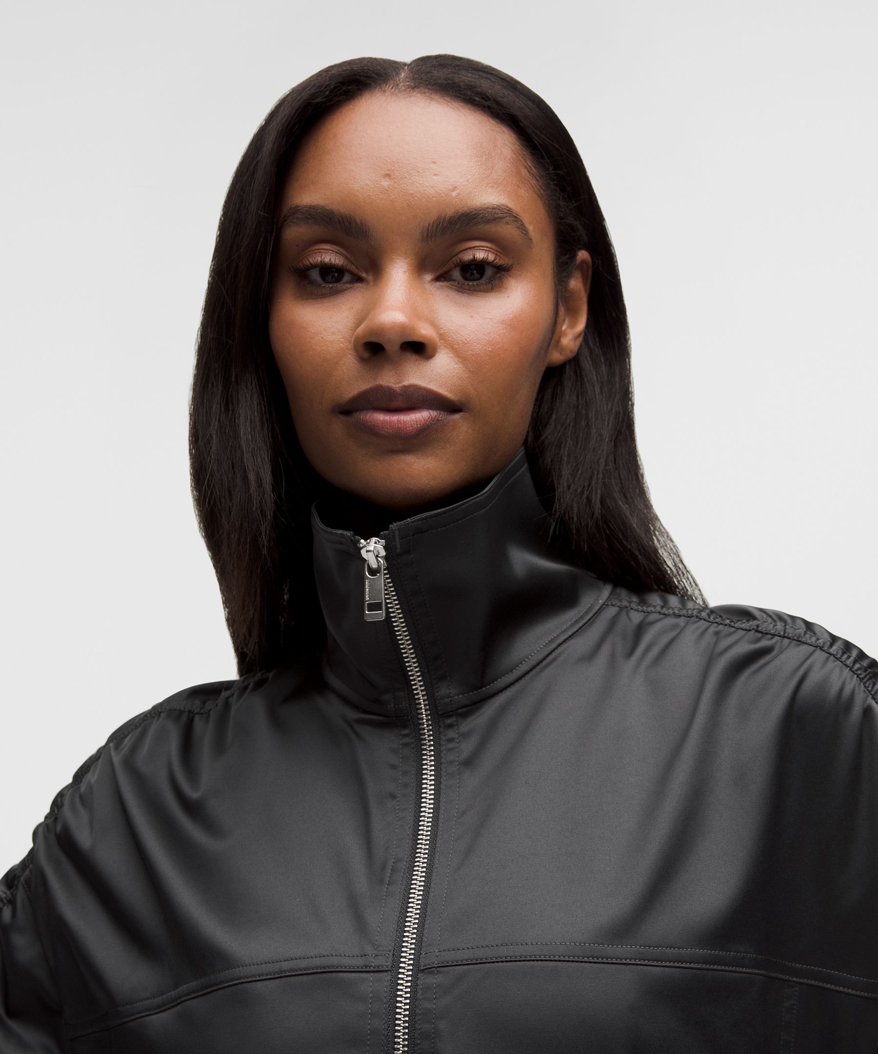 Stretch Satin Bomber Jacket