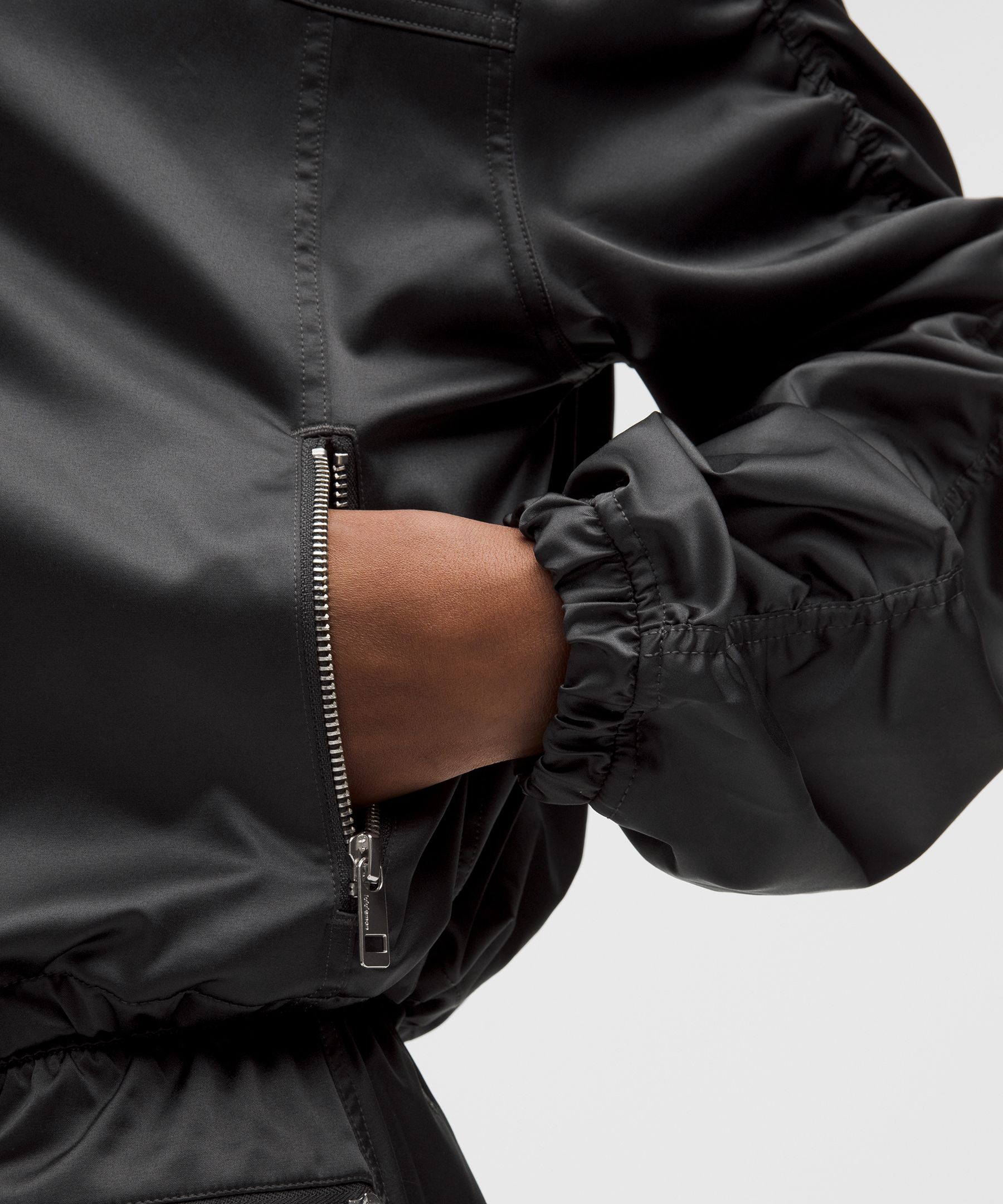 Stretch Satin Bomber Jacket