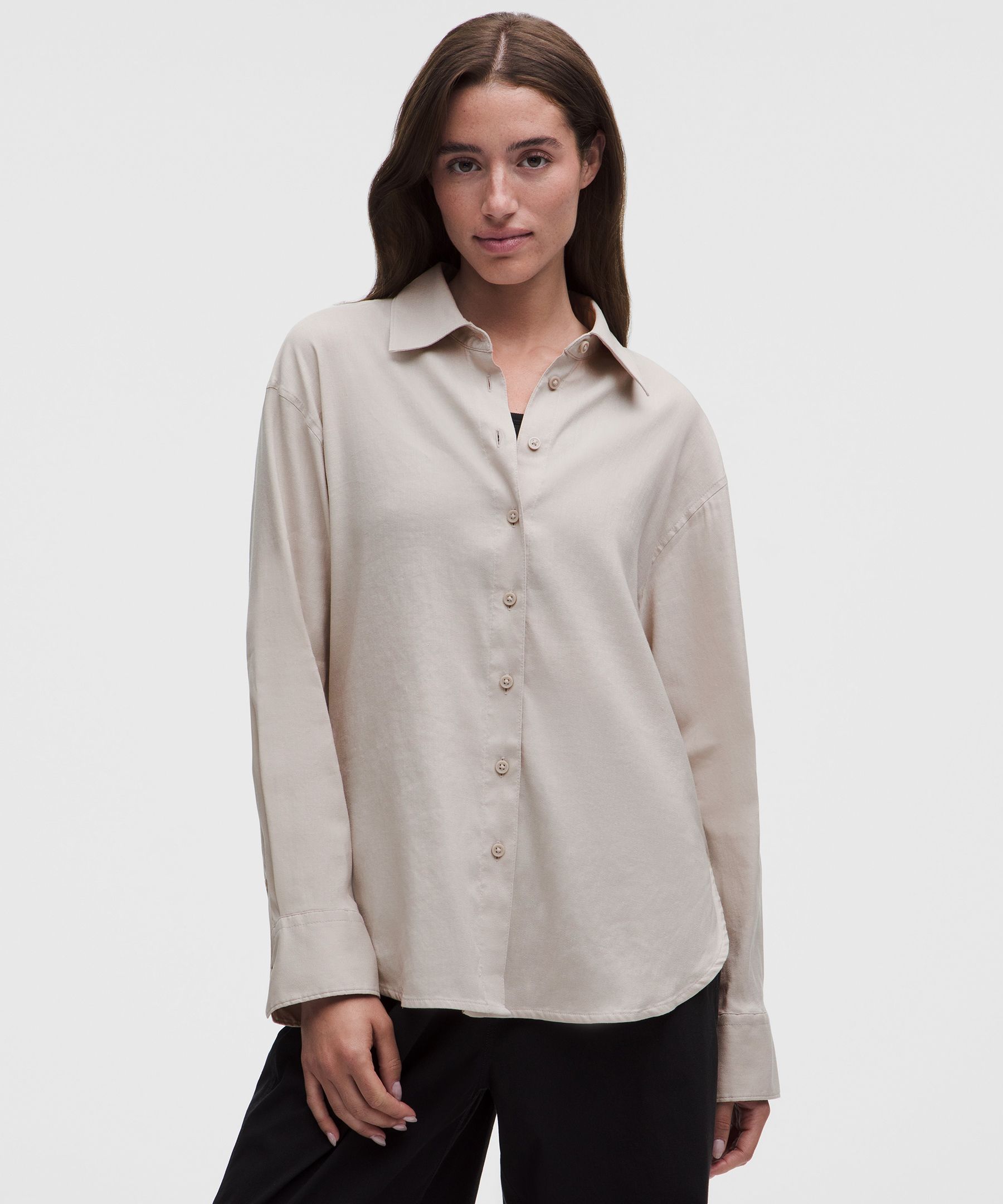 LuluLinen Relaxed-Fit Long-Sleeve Button Up