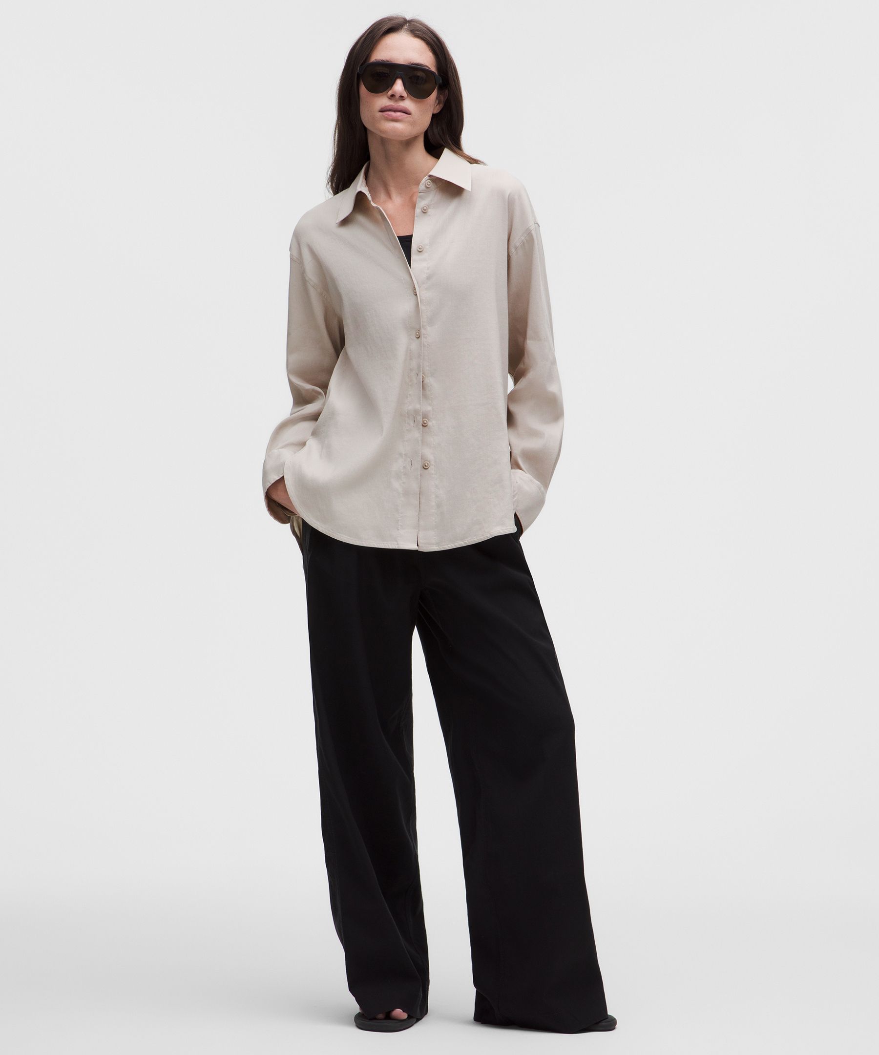 LuluLinen Relaxed-Fit Long-Sleeve Button Up