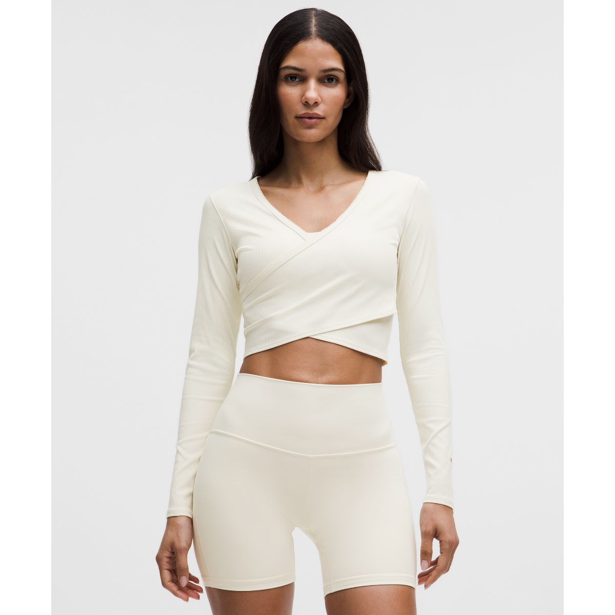 Nulu Ribbed Wrap-Front Long-Sleeve Shirt Heart
