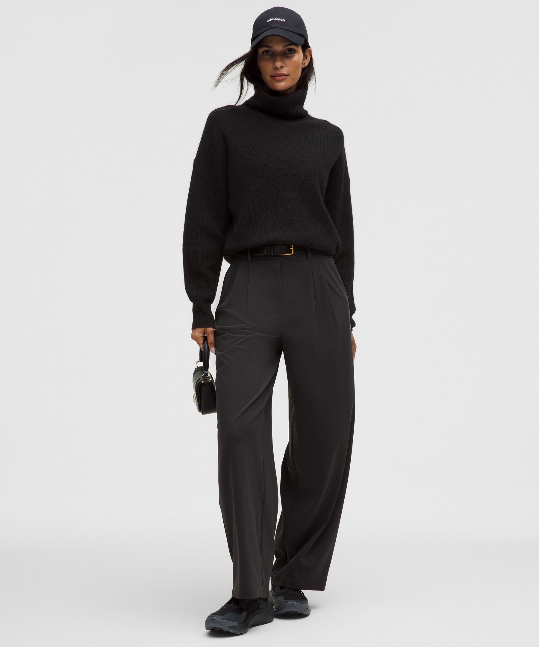 Lululemon Oversized Cashmere Funnel-neck Sweater In Black