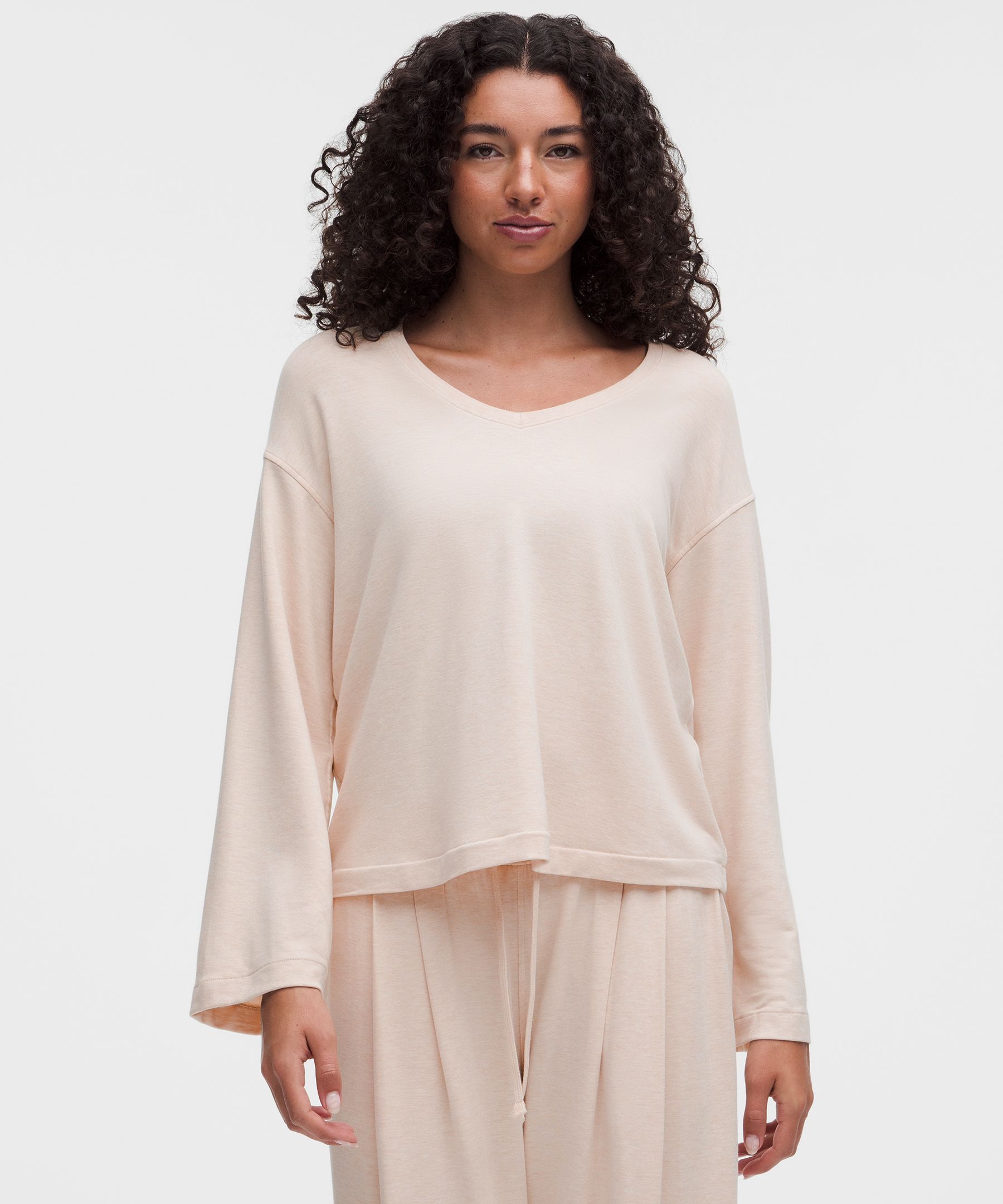 BeCalm V-Neck Bell Sleeve Shirt