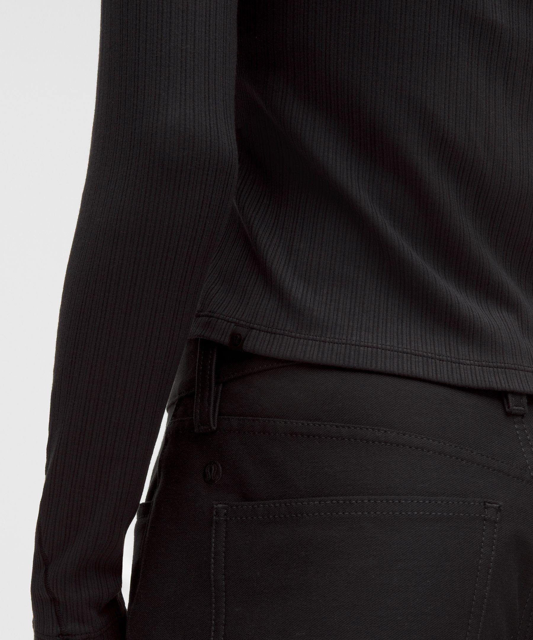 Hold Tight Micro-Rib V-Neck Long-Sleeve Shirt