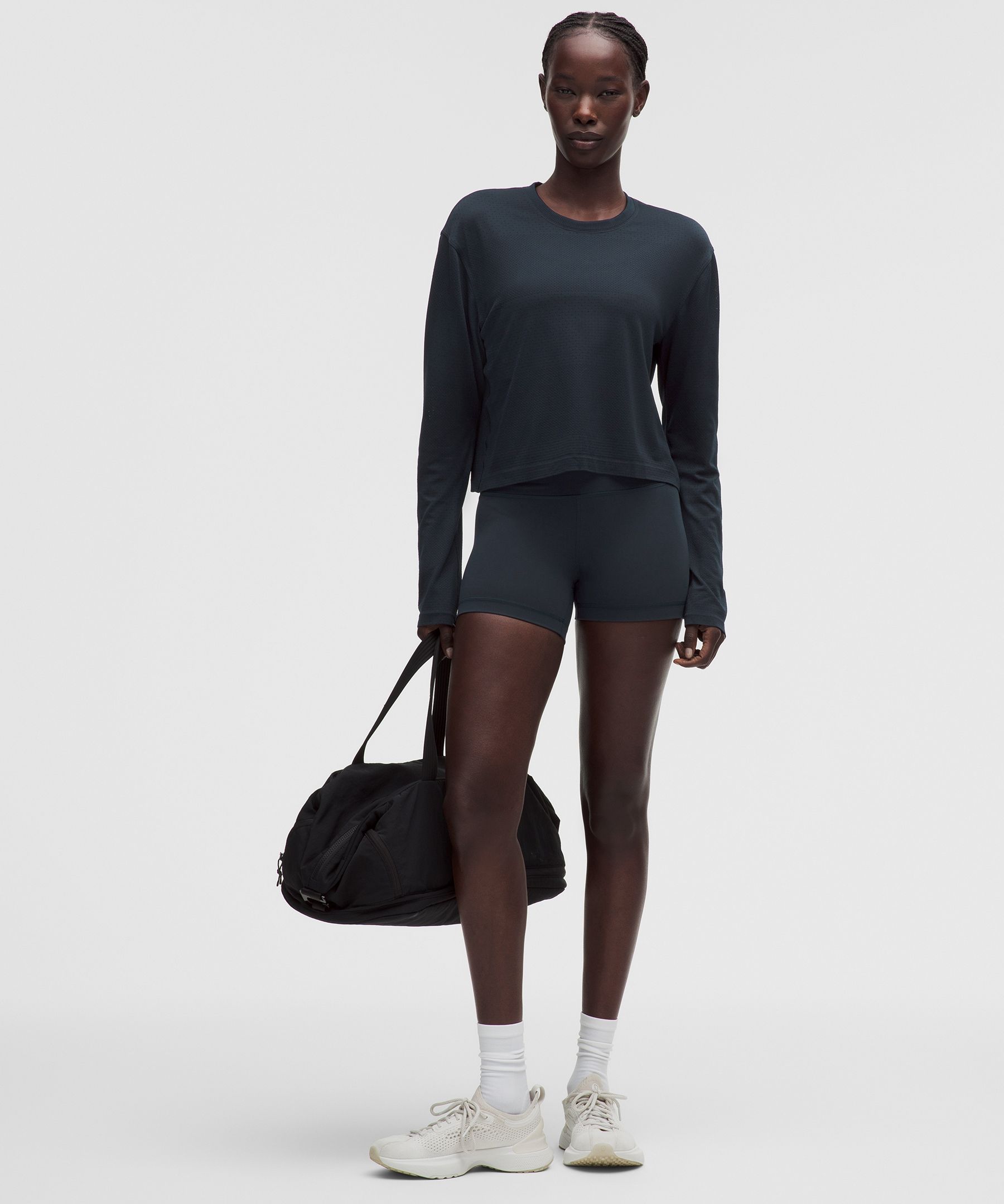 Swiftly Perforated Stripe Long-Sleeve Shirt