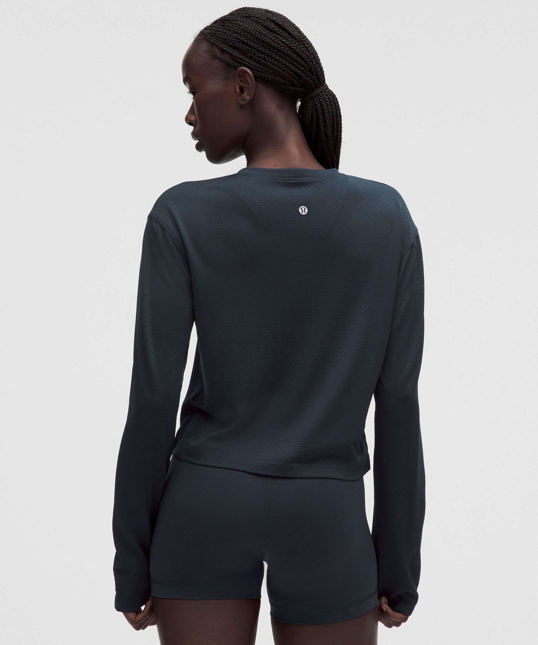 Swiftly Perforated Stripe Long-Sleeve Shirt