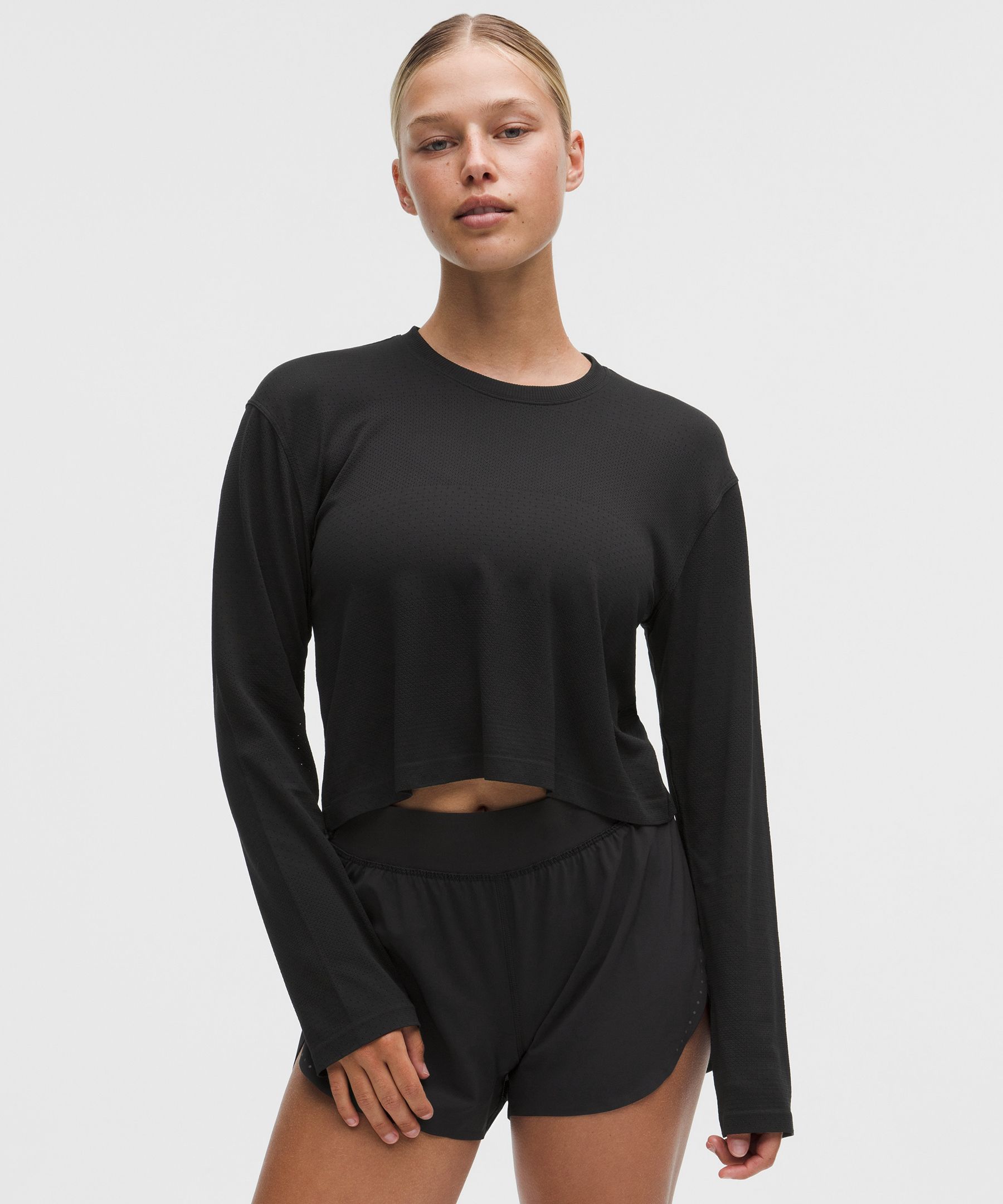 Swiftly Perforated Stripe Long-Sleeve Shirt