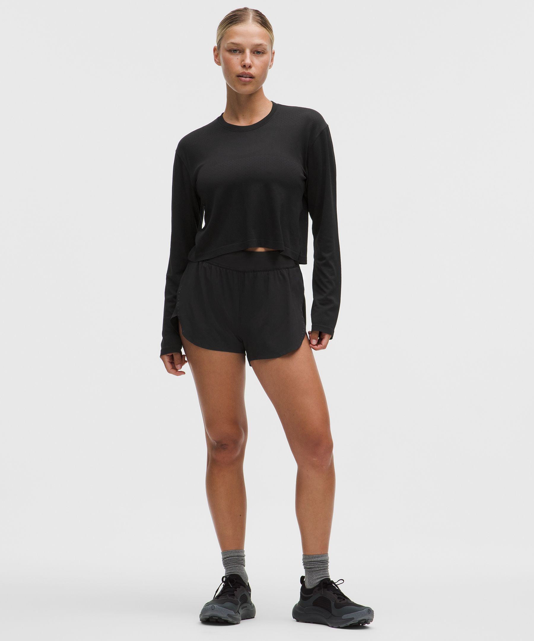 Swiftly Perforated Stripe Long-Sleeve Shirt