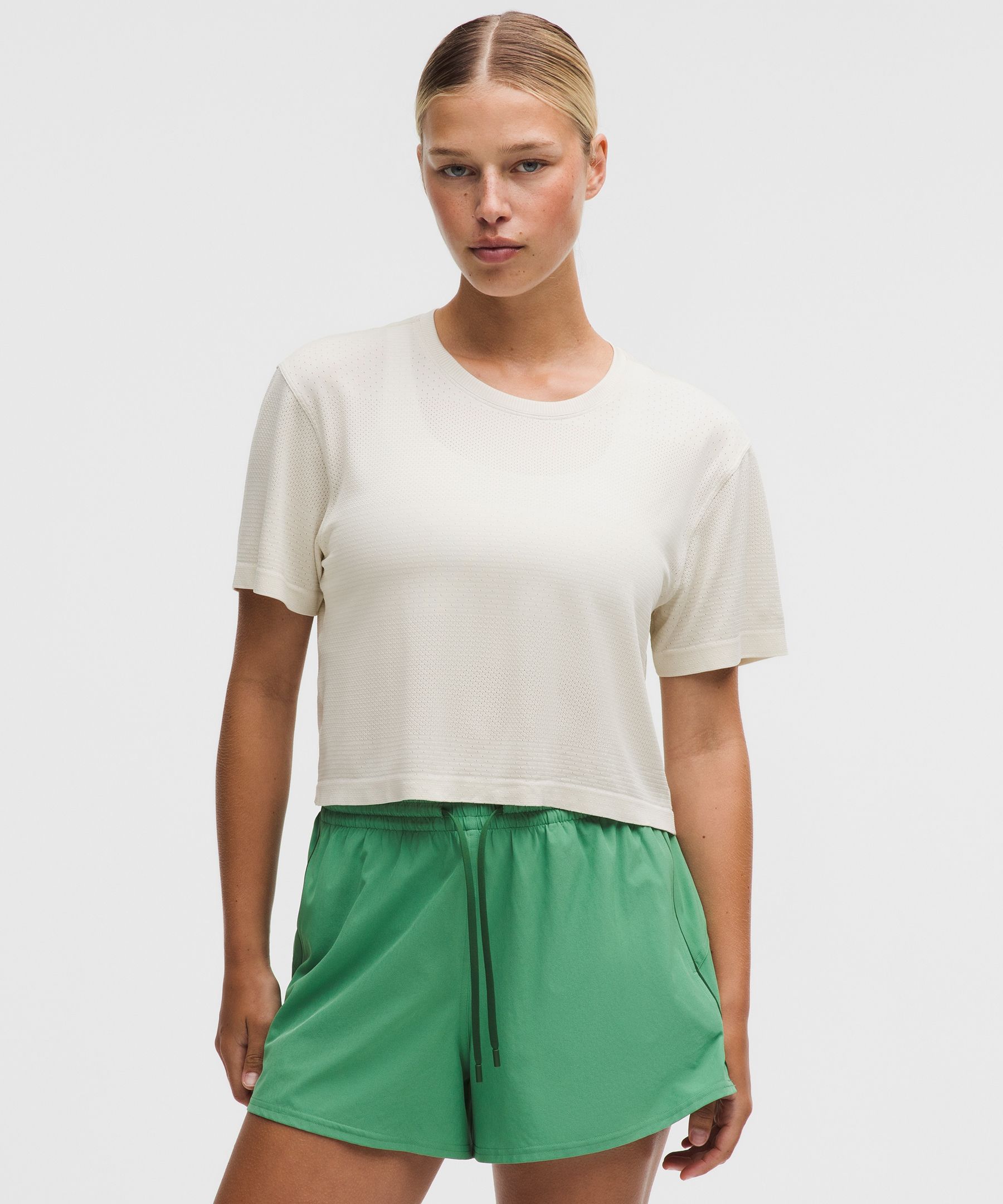 Swiftly Perforated Stripe Short-Sleeve Shirt